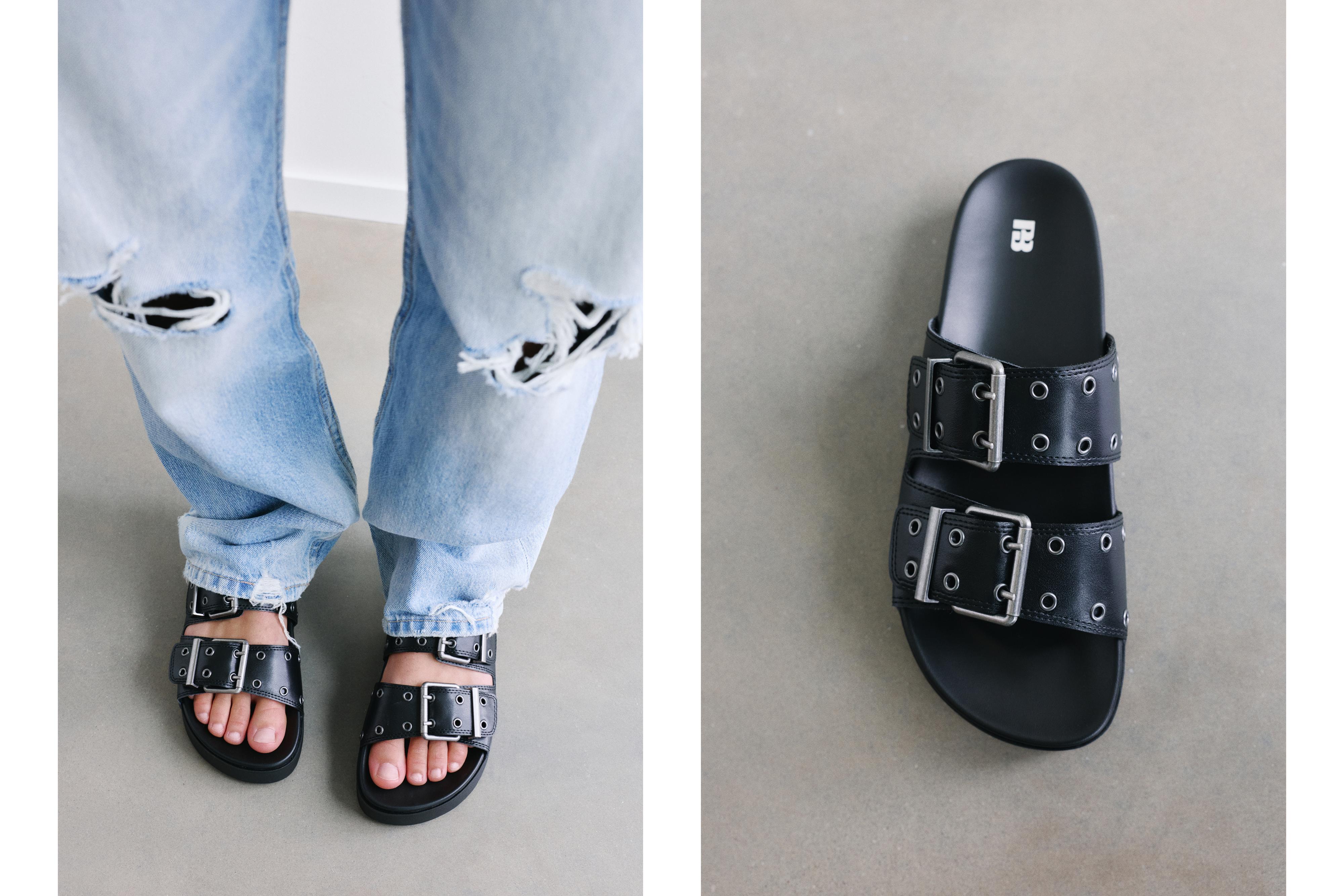 Chunky buckle sandals — Black