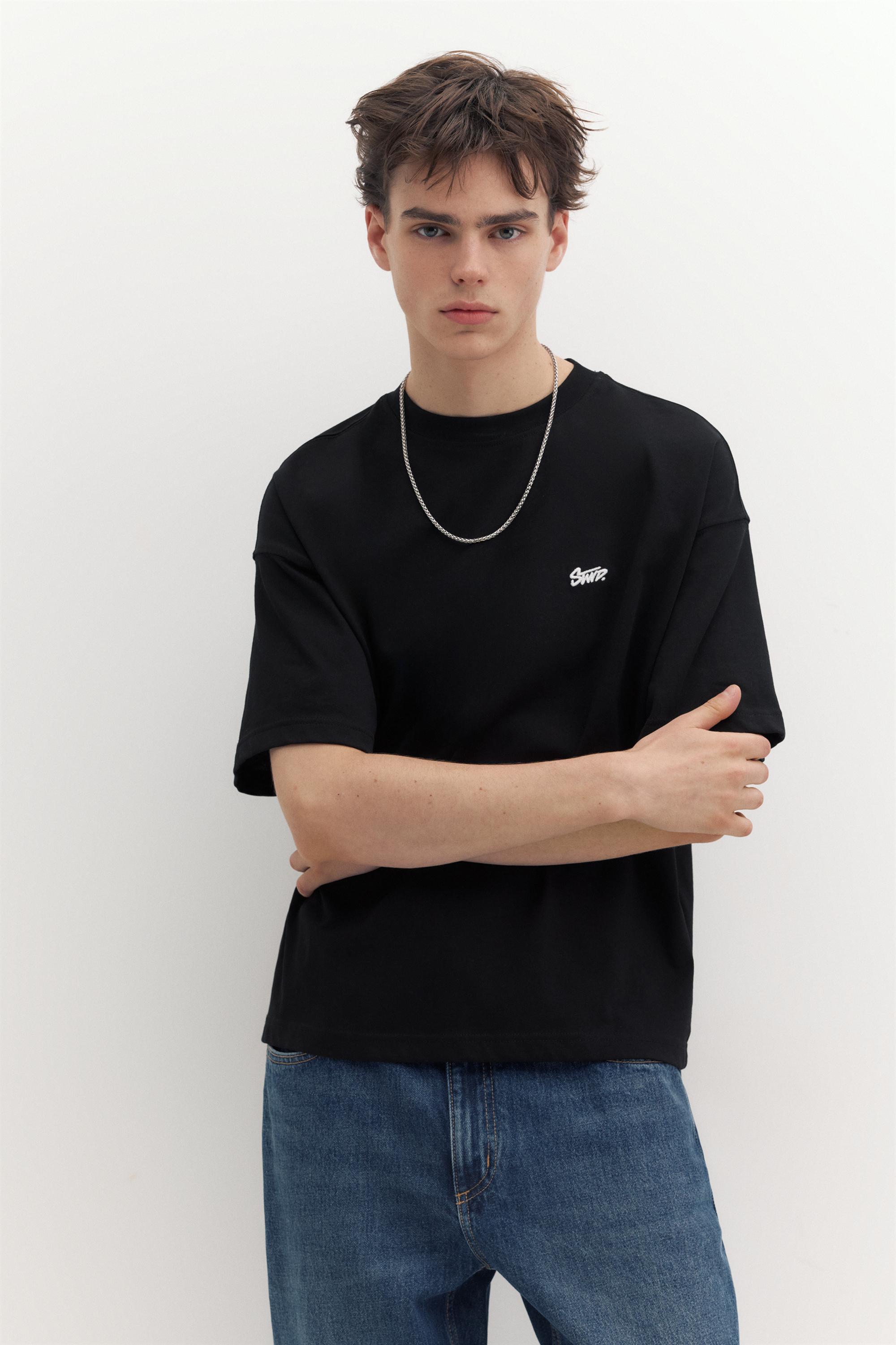 STWD logo boxy T-shirt — Black