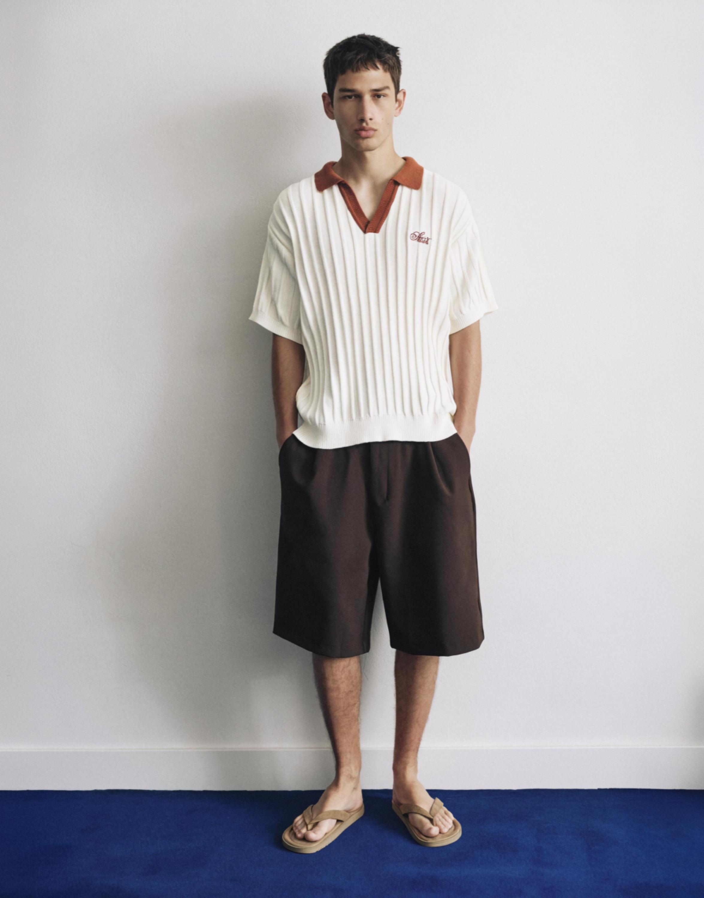 Contrast collar polo shirt — Off white