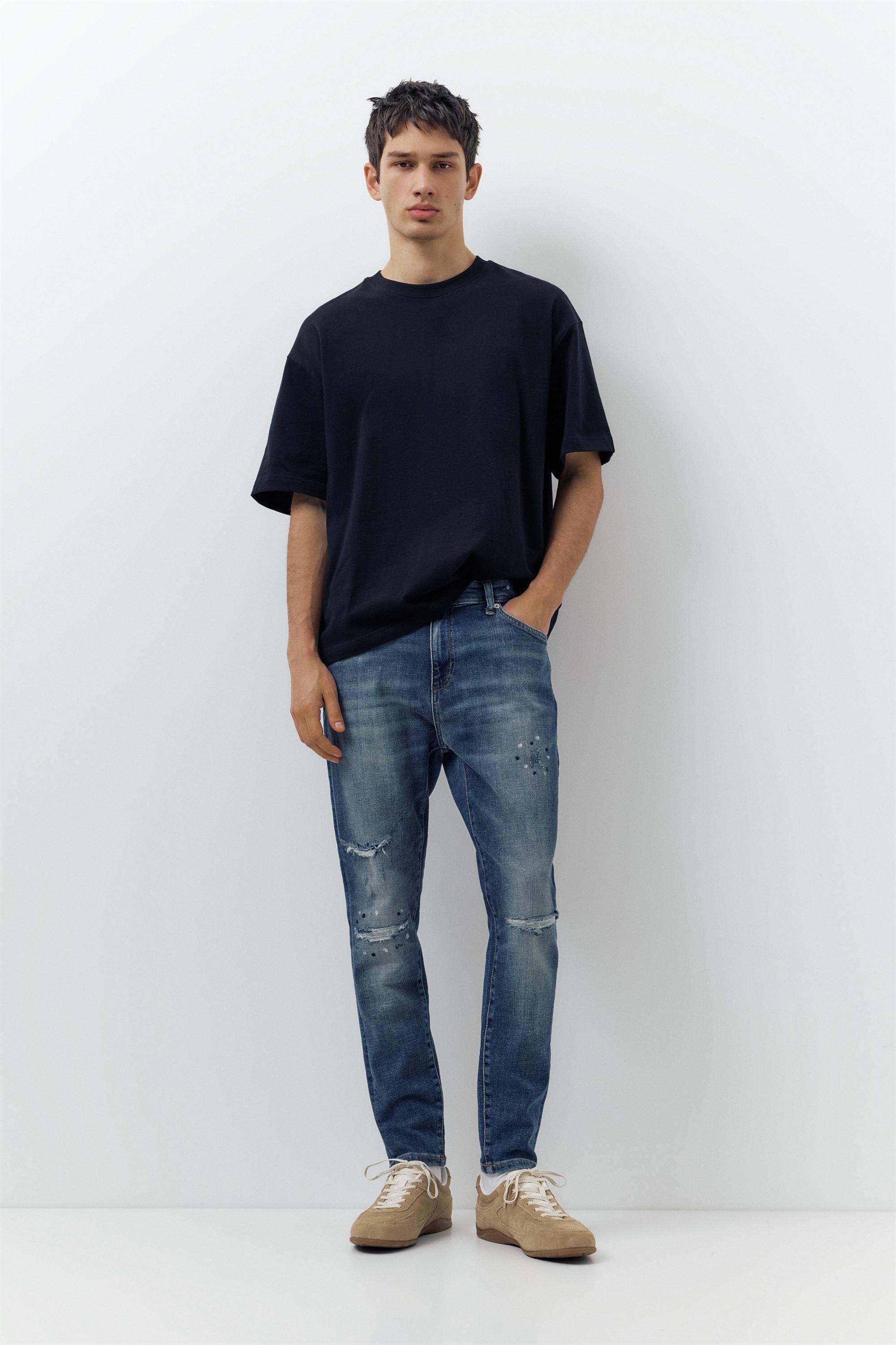 Ripped skinny jeans — Medium blue