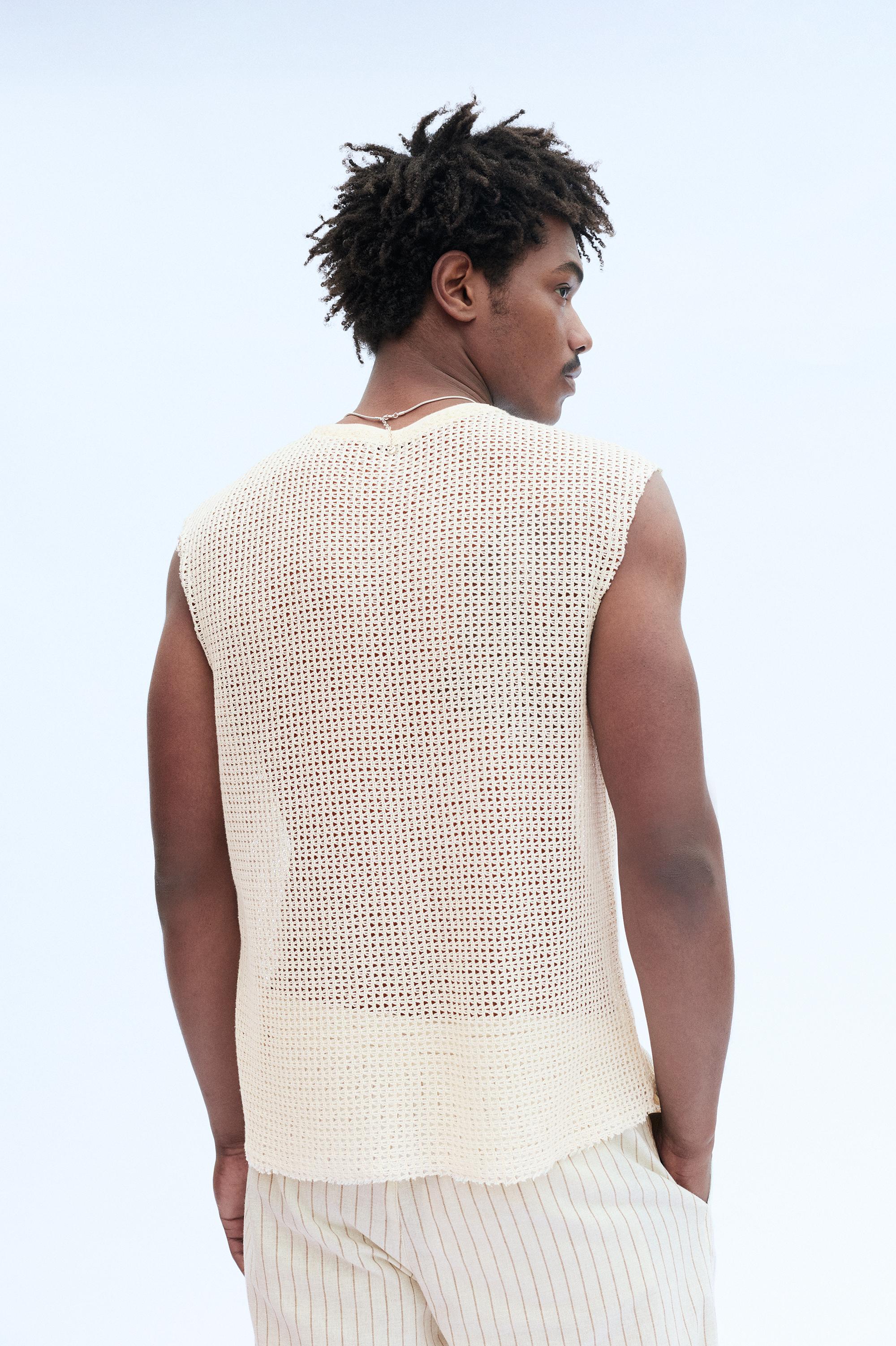 Mesh strappy top — Off white