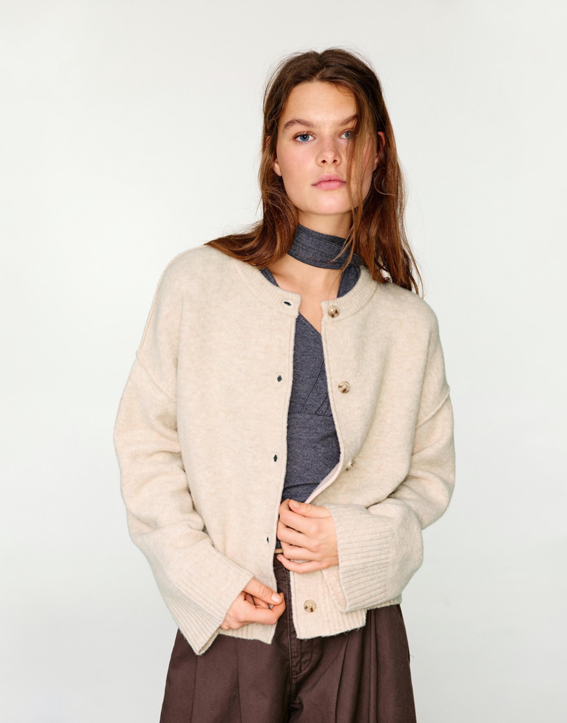 Soft knit cardigan — Sand