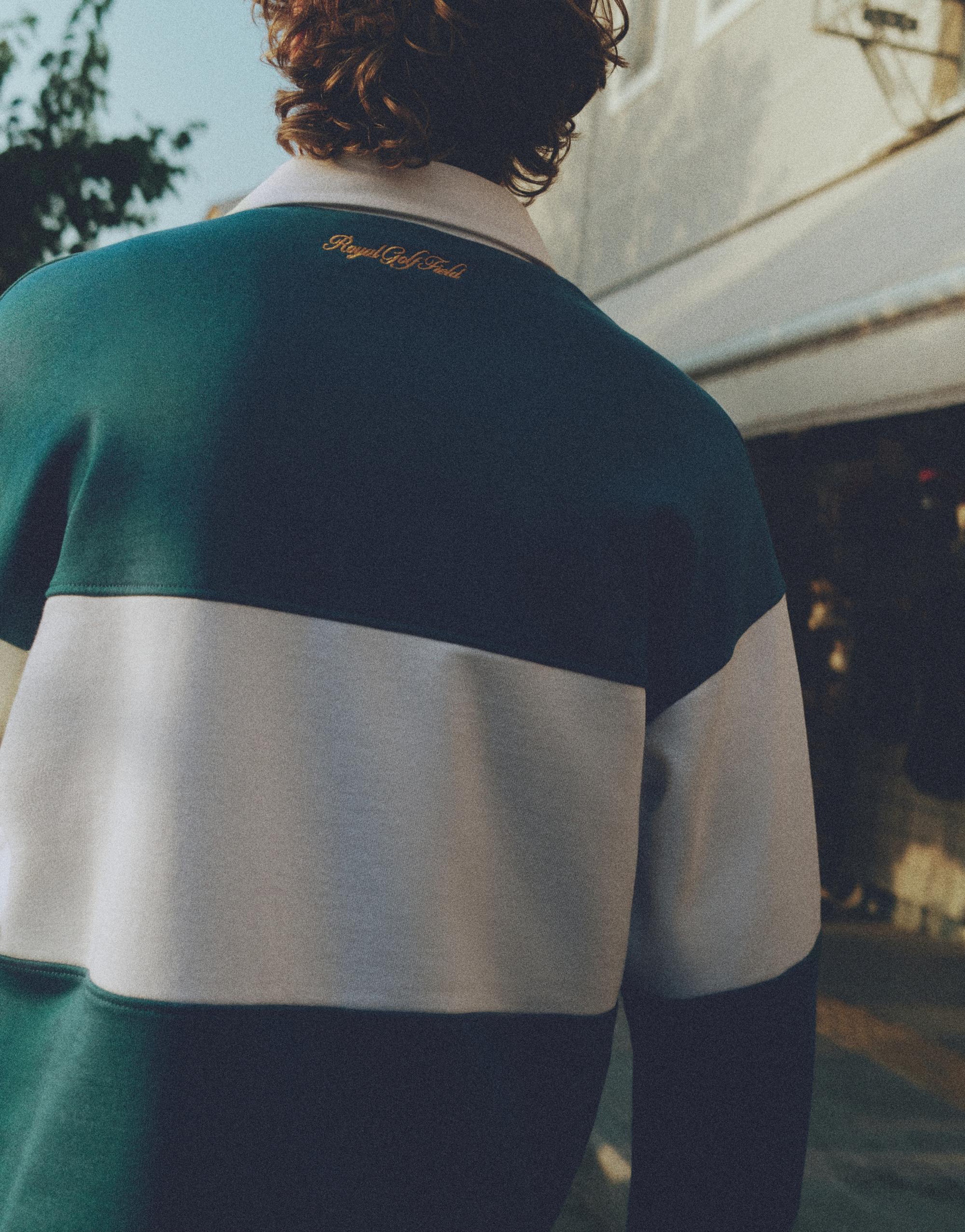 Long sleeve Newport Sport Club polo shirt — Off white