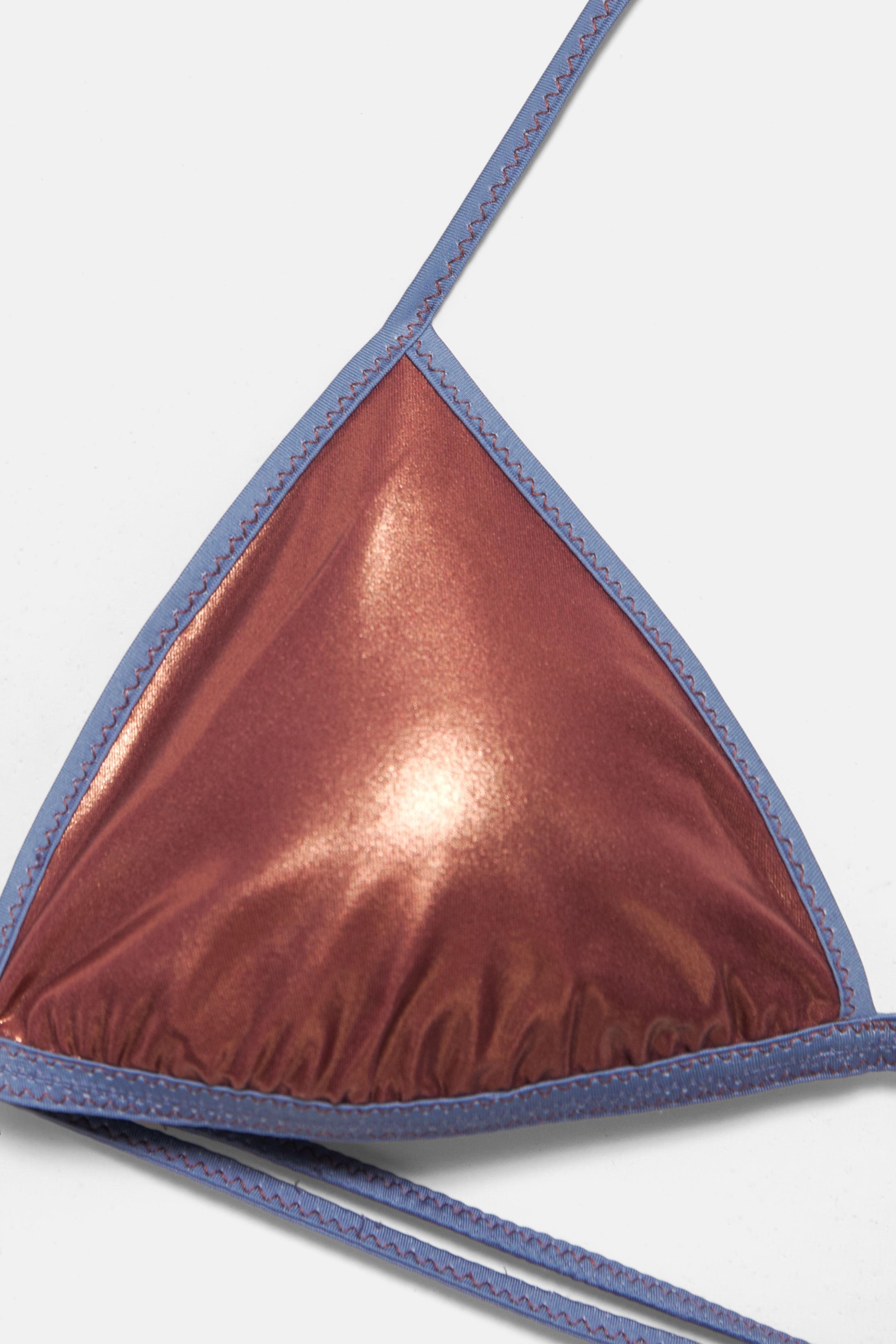 Metallic triangle bikini top — Copper
