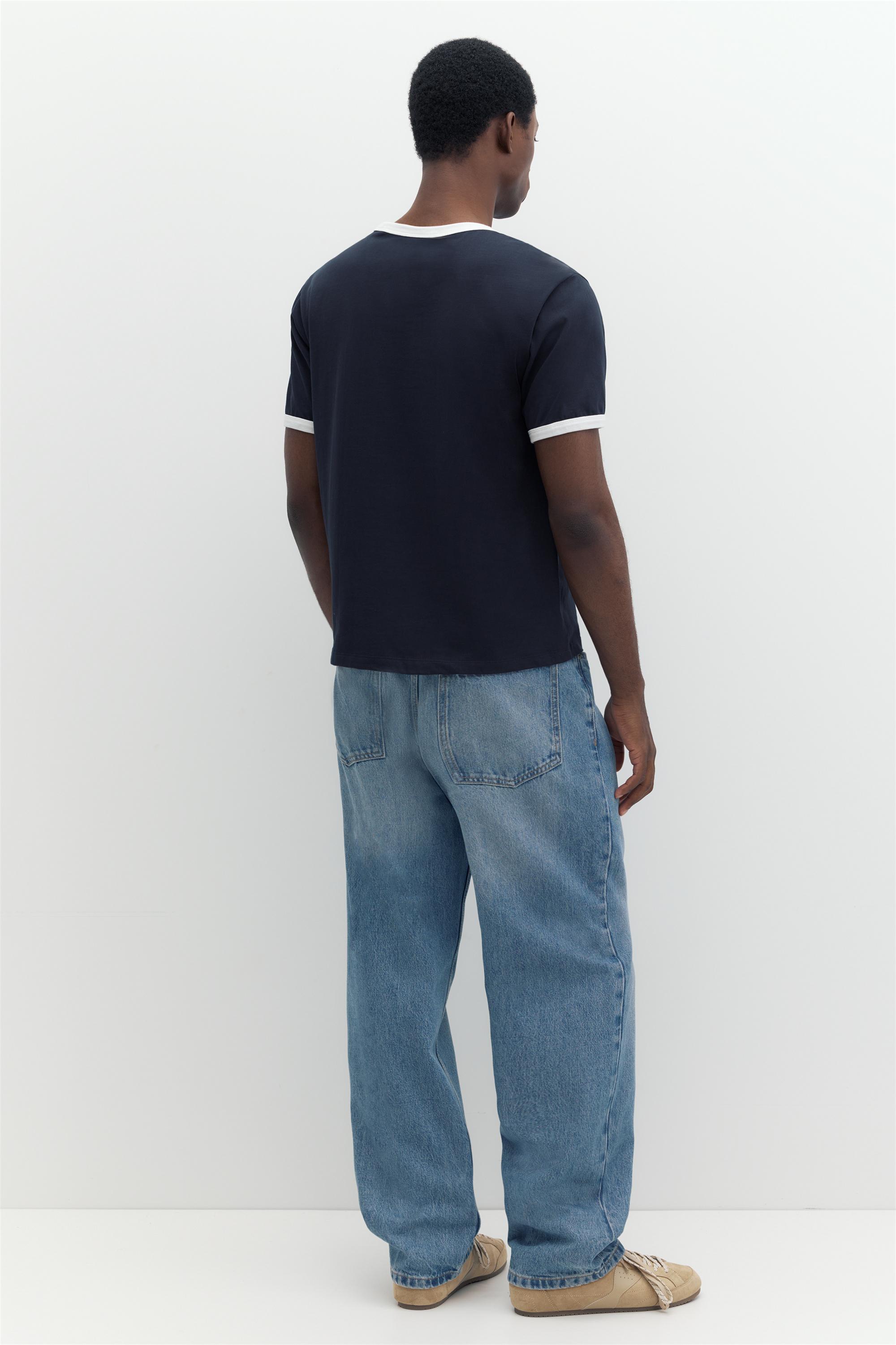 Contrast trim T-shirt — Navy