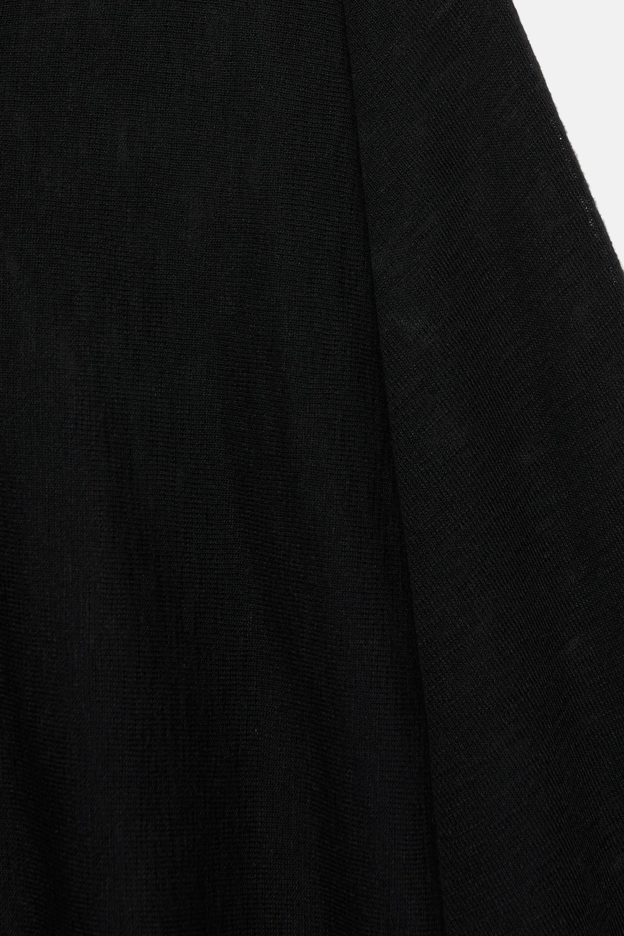 Fine knit asymmetric T-shirt — Black