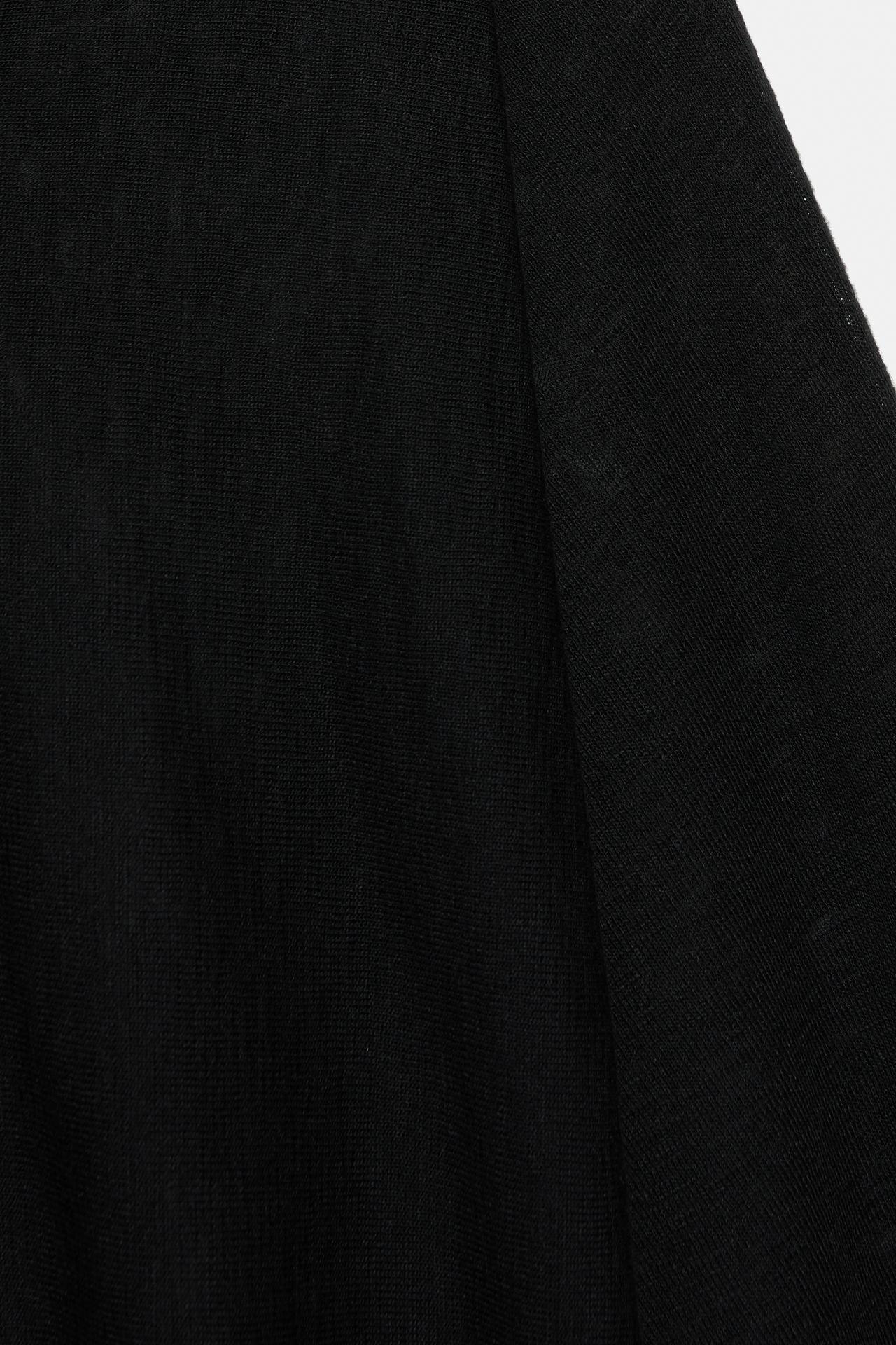 Fine knit asymmetric T-shirt — Black