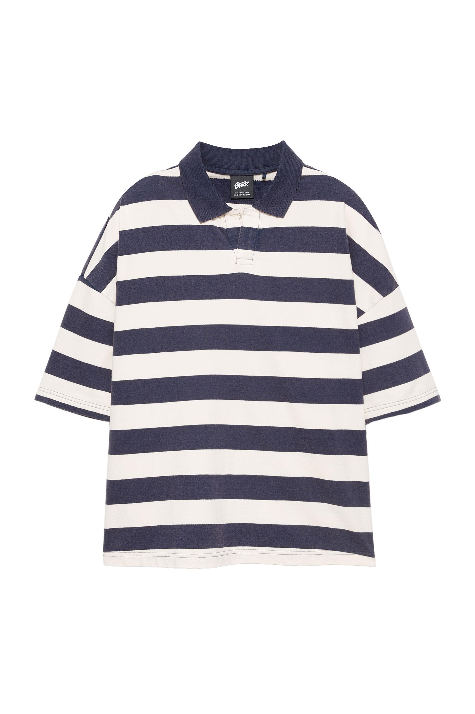 Çizgili boxy polo t-shirt - Görsel 26