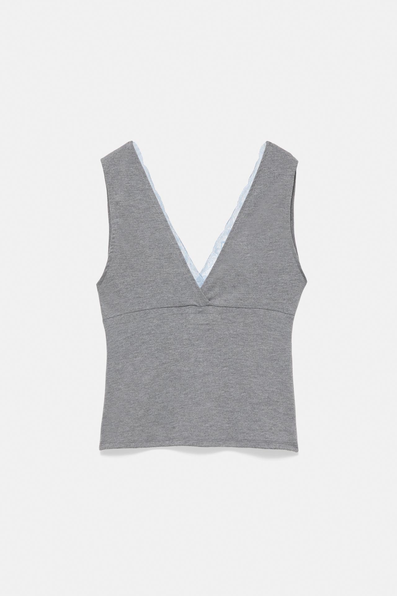 Lace camisole top — Grey marl