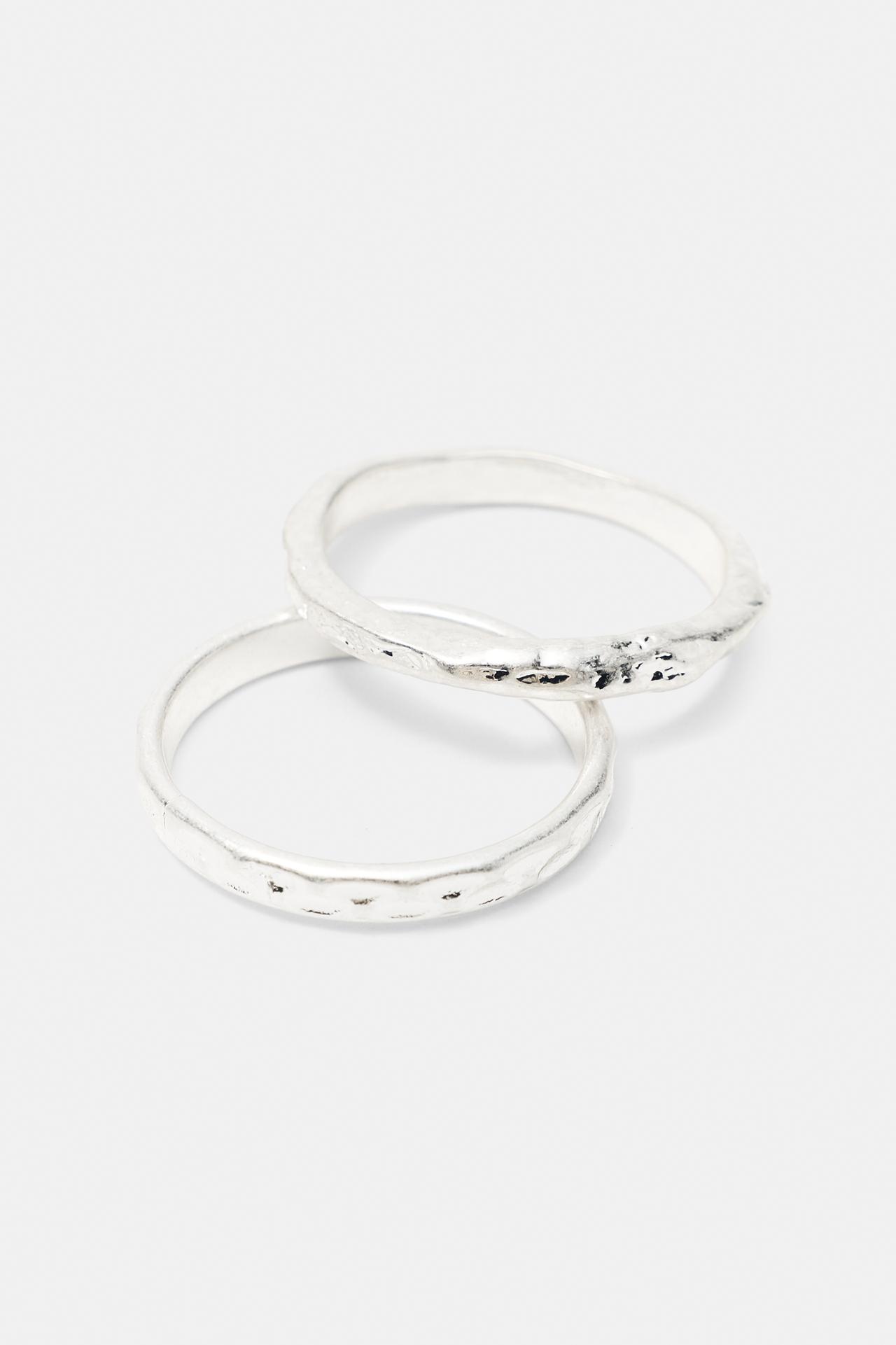 Pack of 3 irregular finish rings — Silver