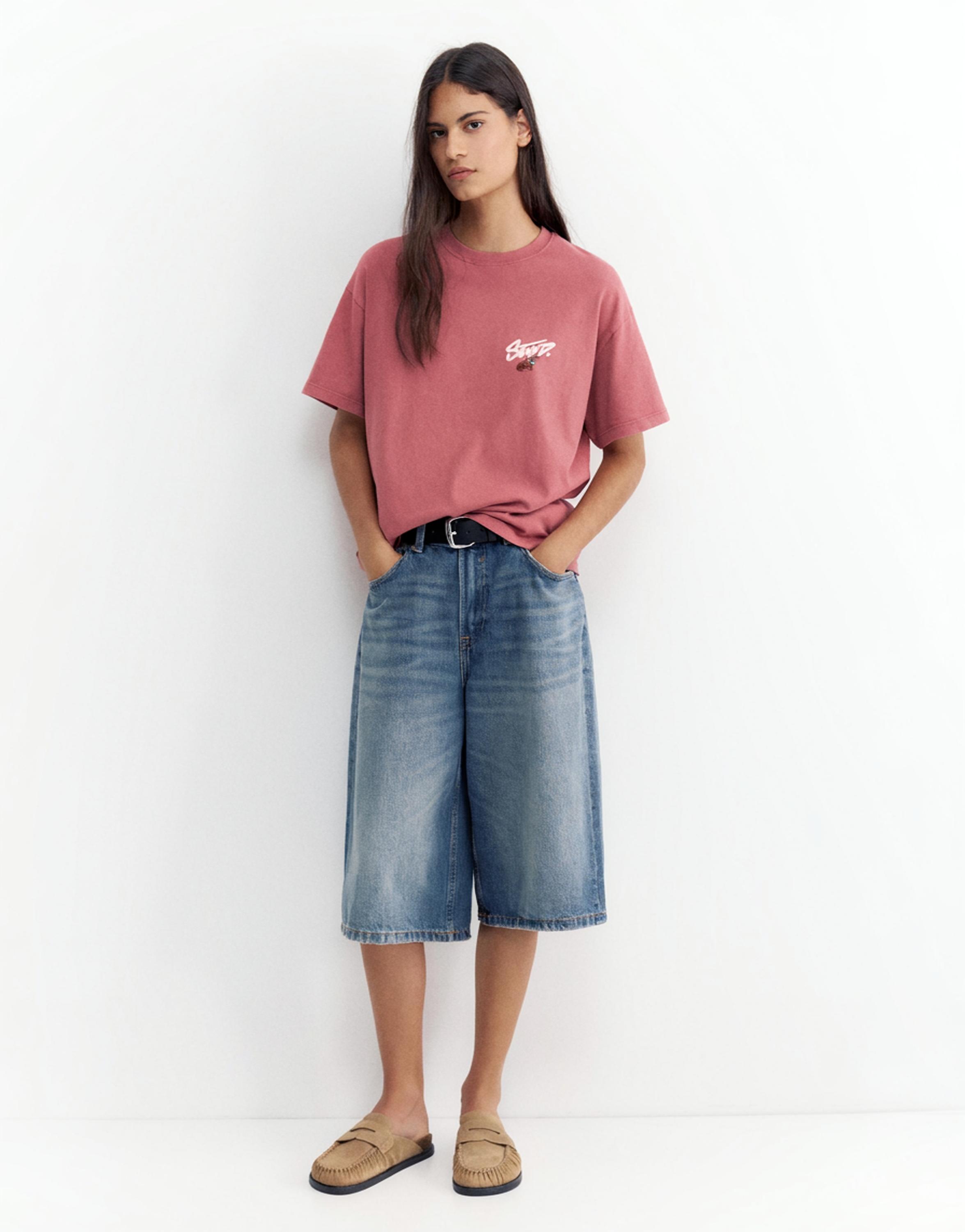 STWD dog graphic T-shirt — Dark pink