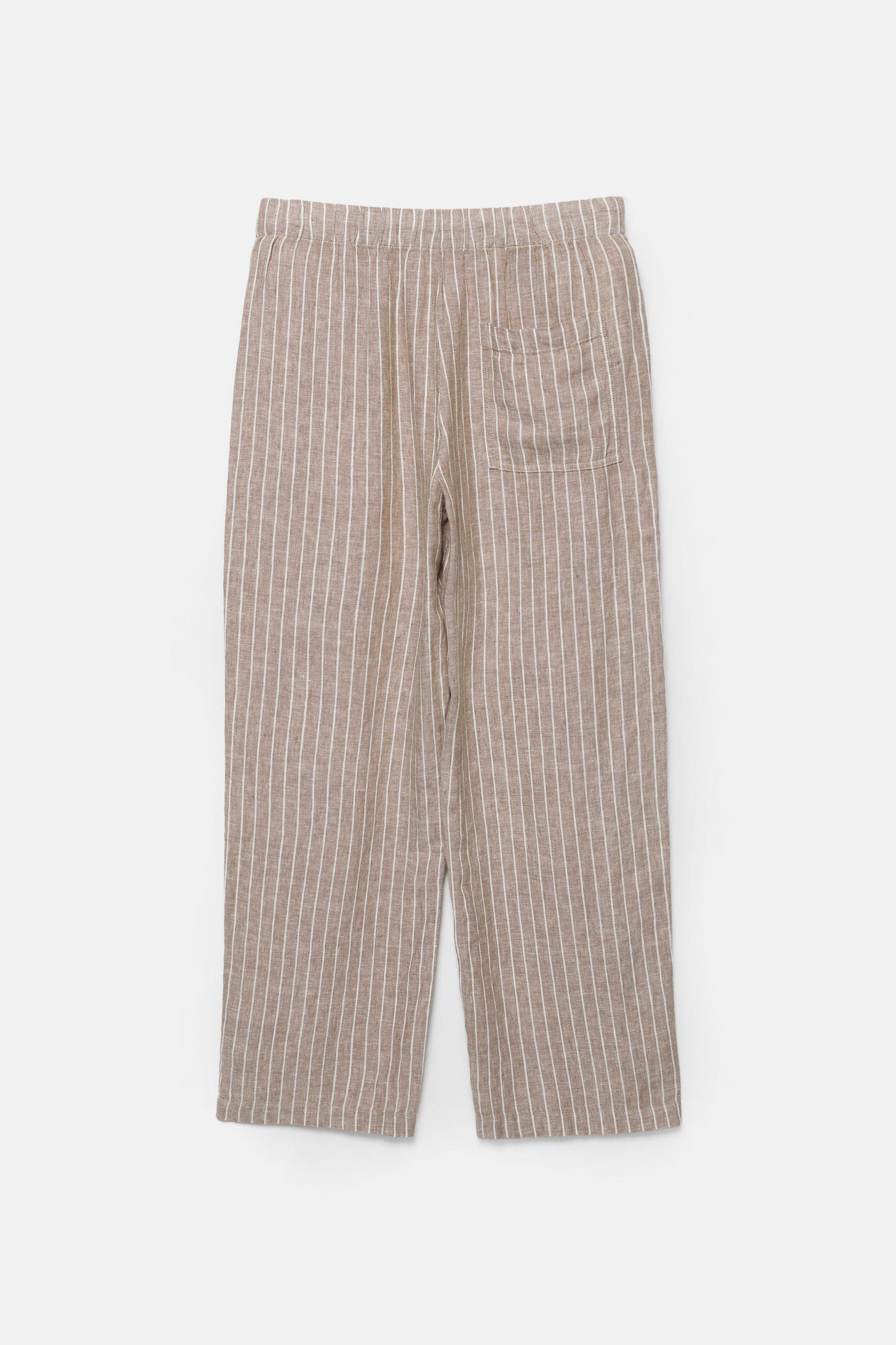 100% linen jogger trousers — Striped