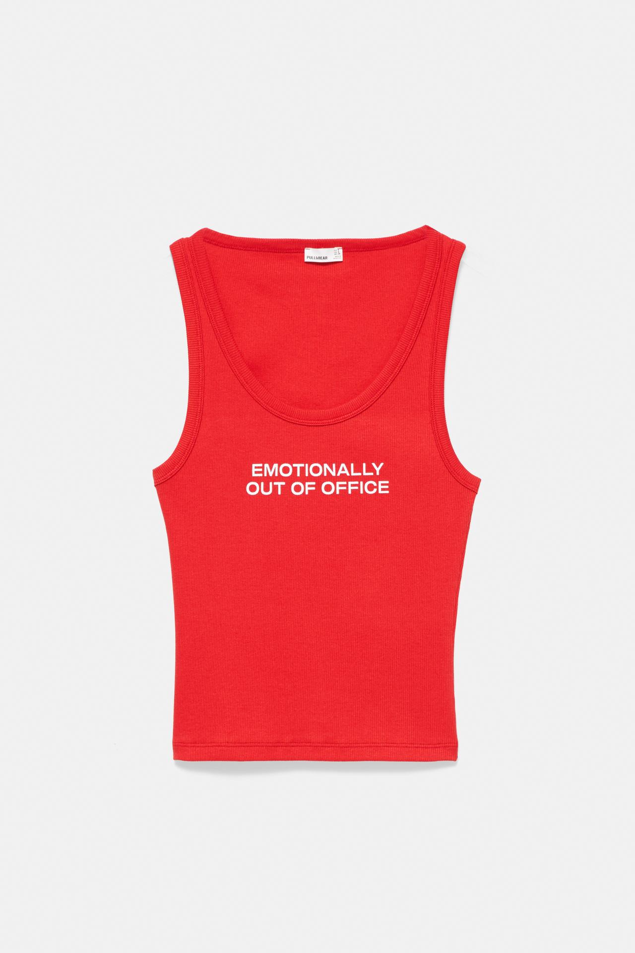 Red text tank top — Red