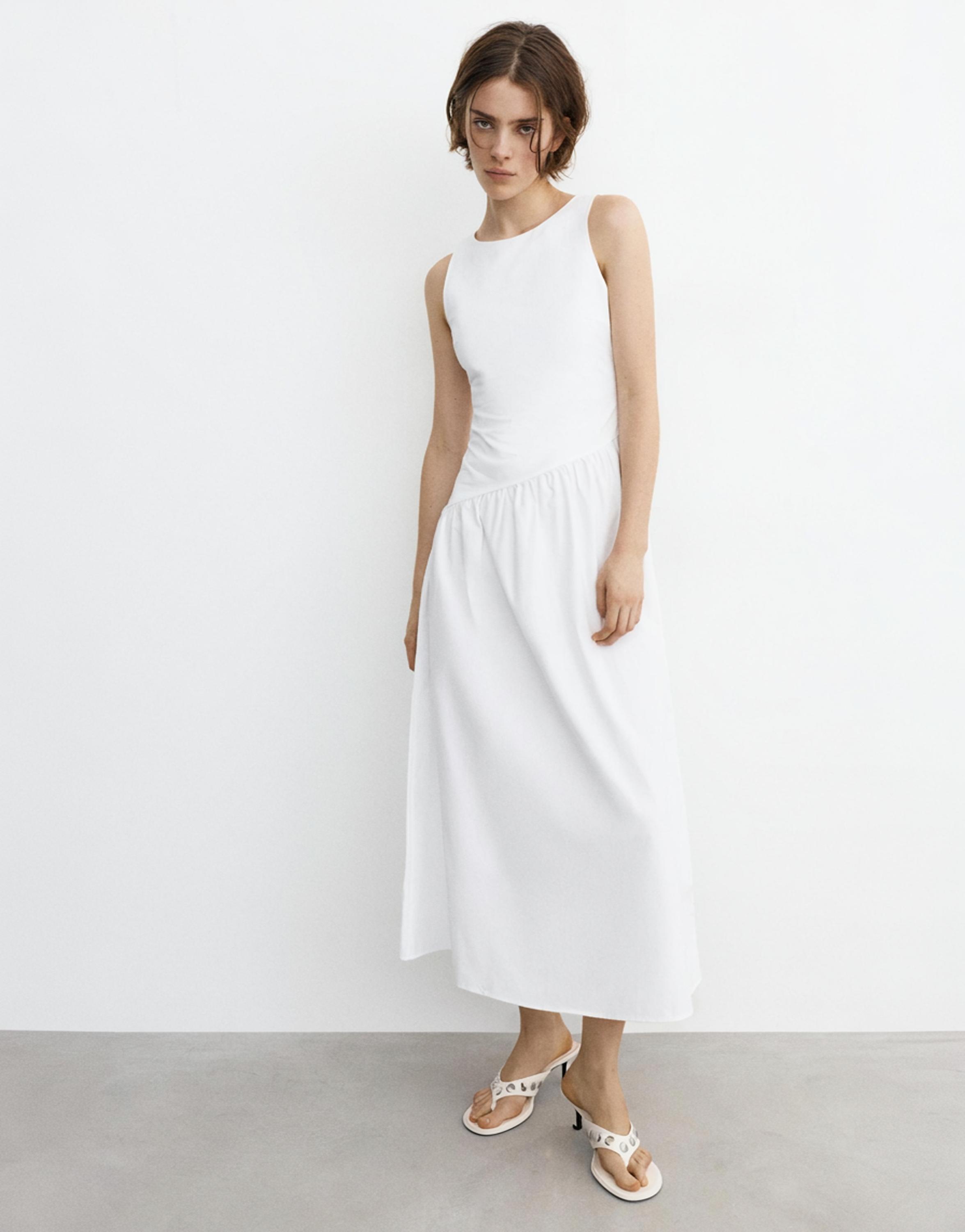 Poplin midi dress — White