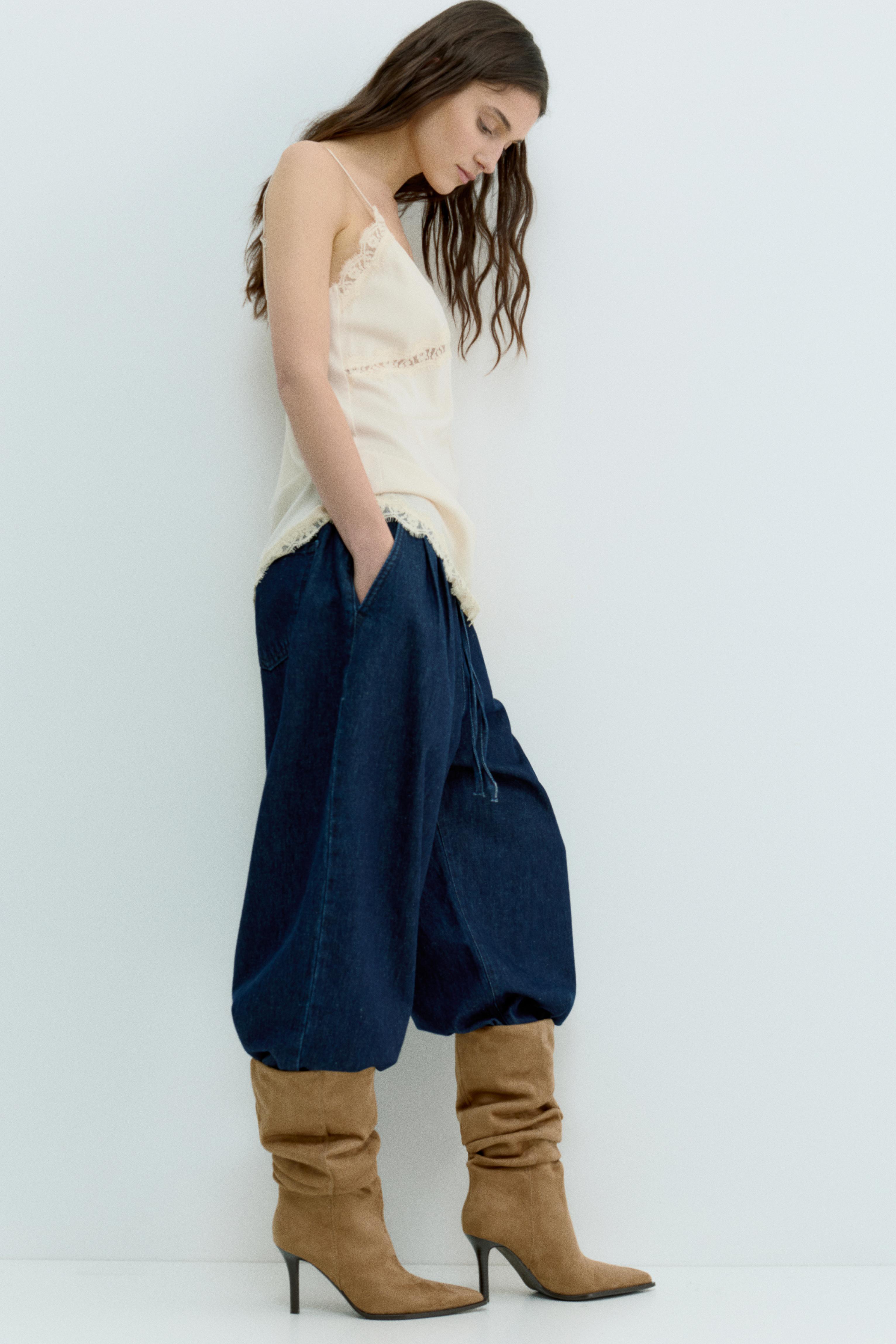 High-heel ruched boots — Sand