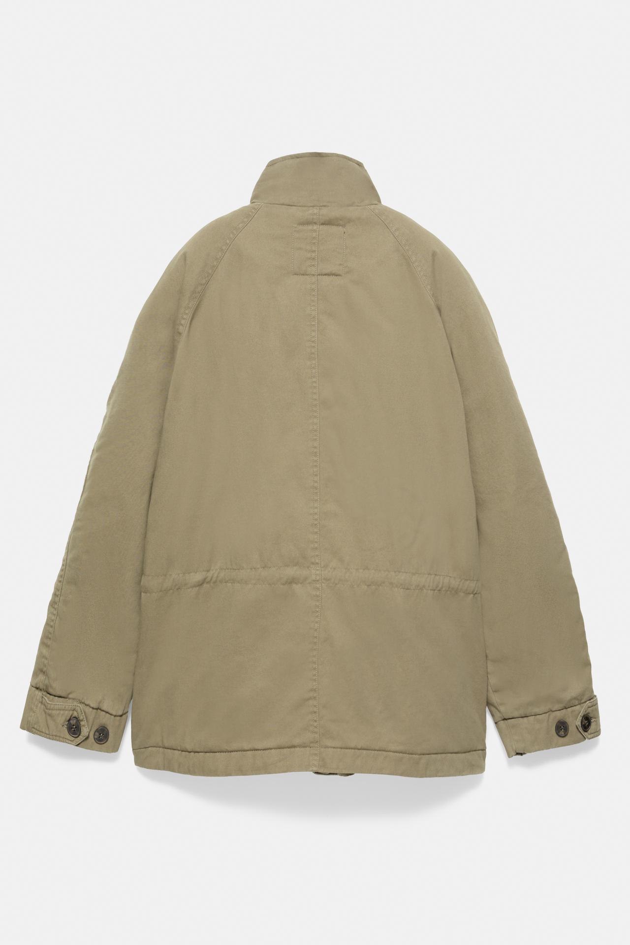 Short parka with a high neck — Dark khaki
