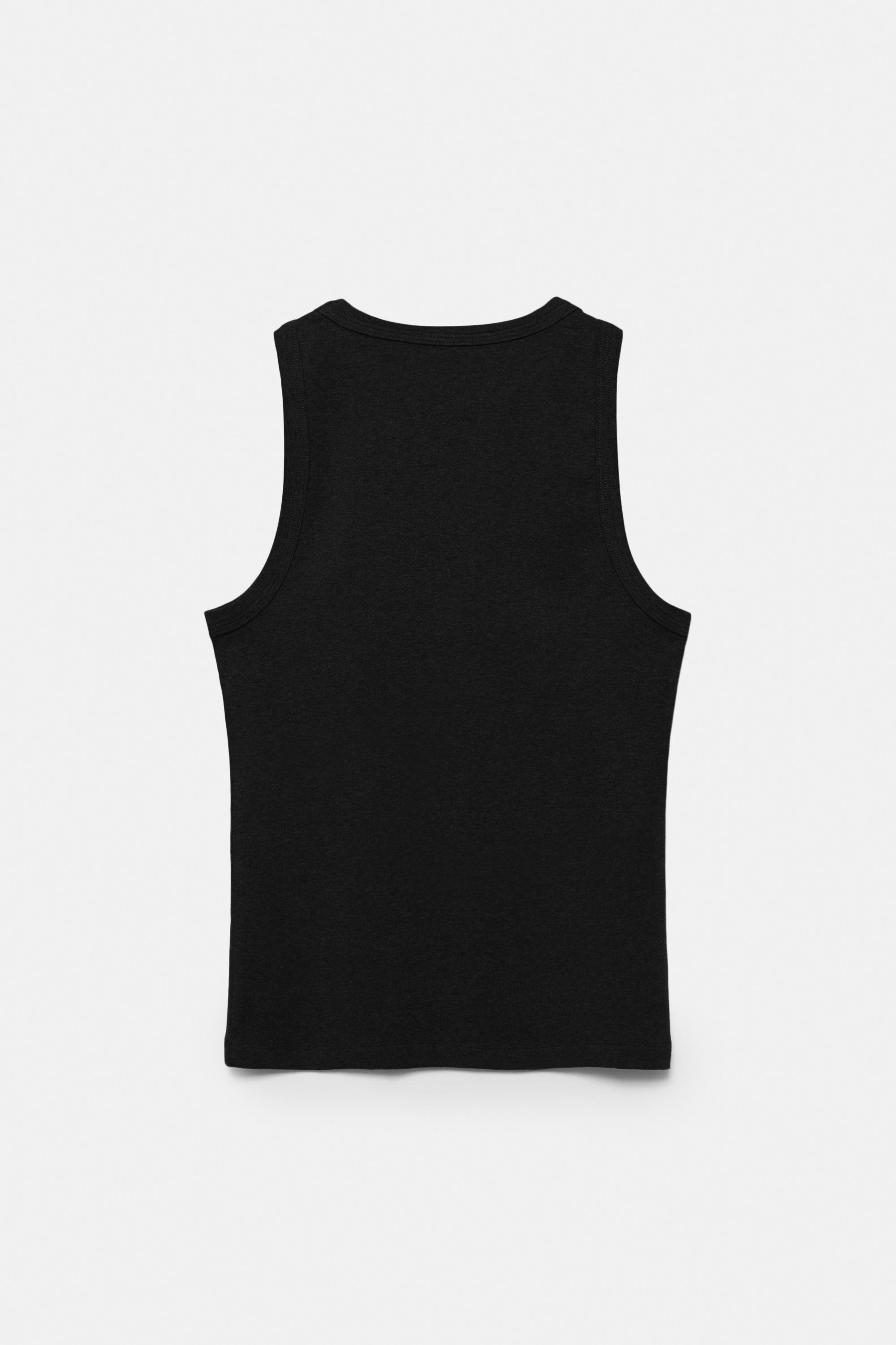 Round neck tank top — Black