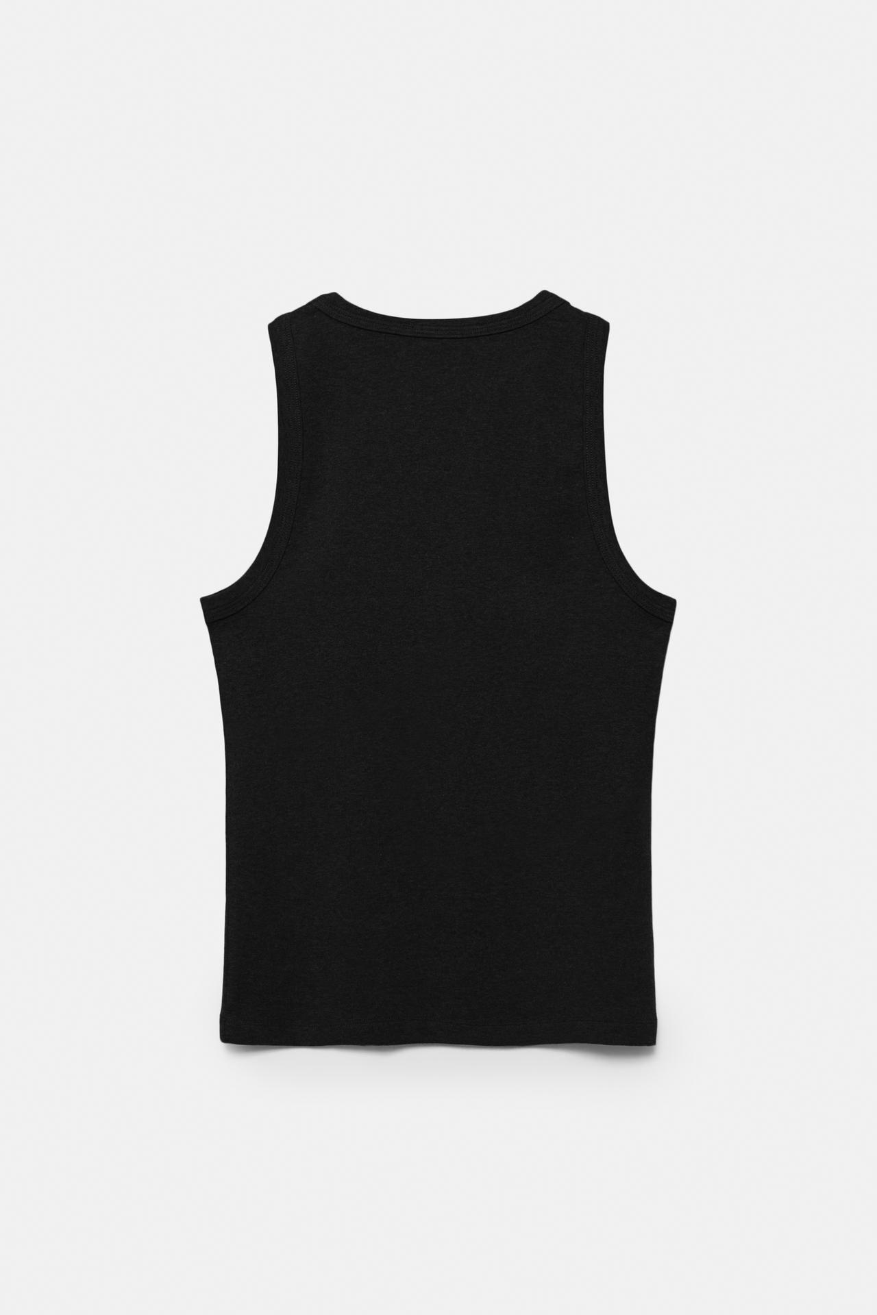 Round neck tank top — Black