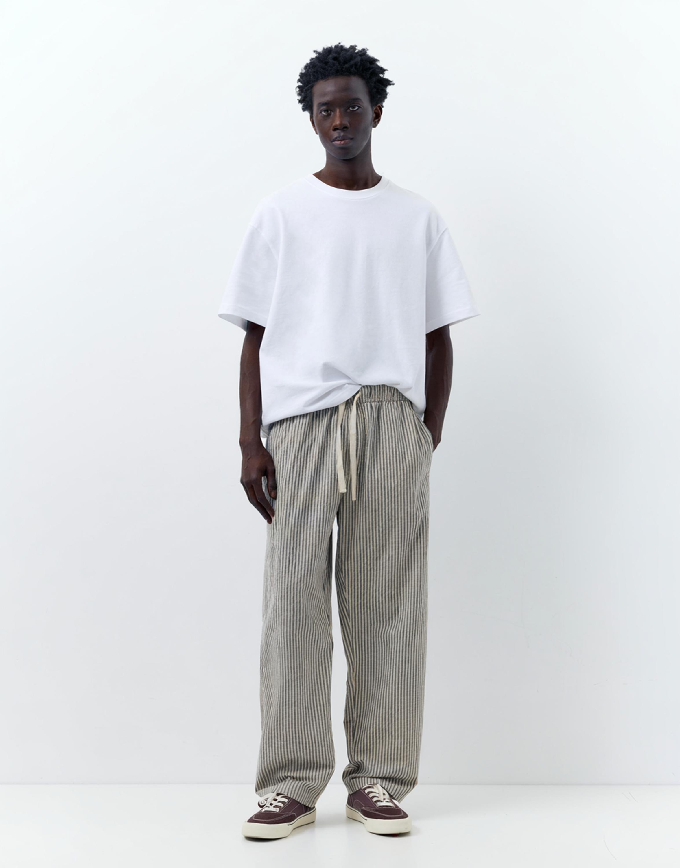 Rustik çizgili jogger pantolon - Görsel 14