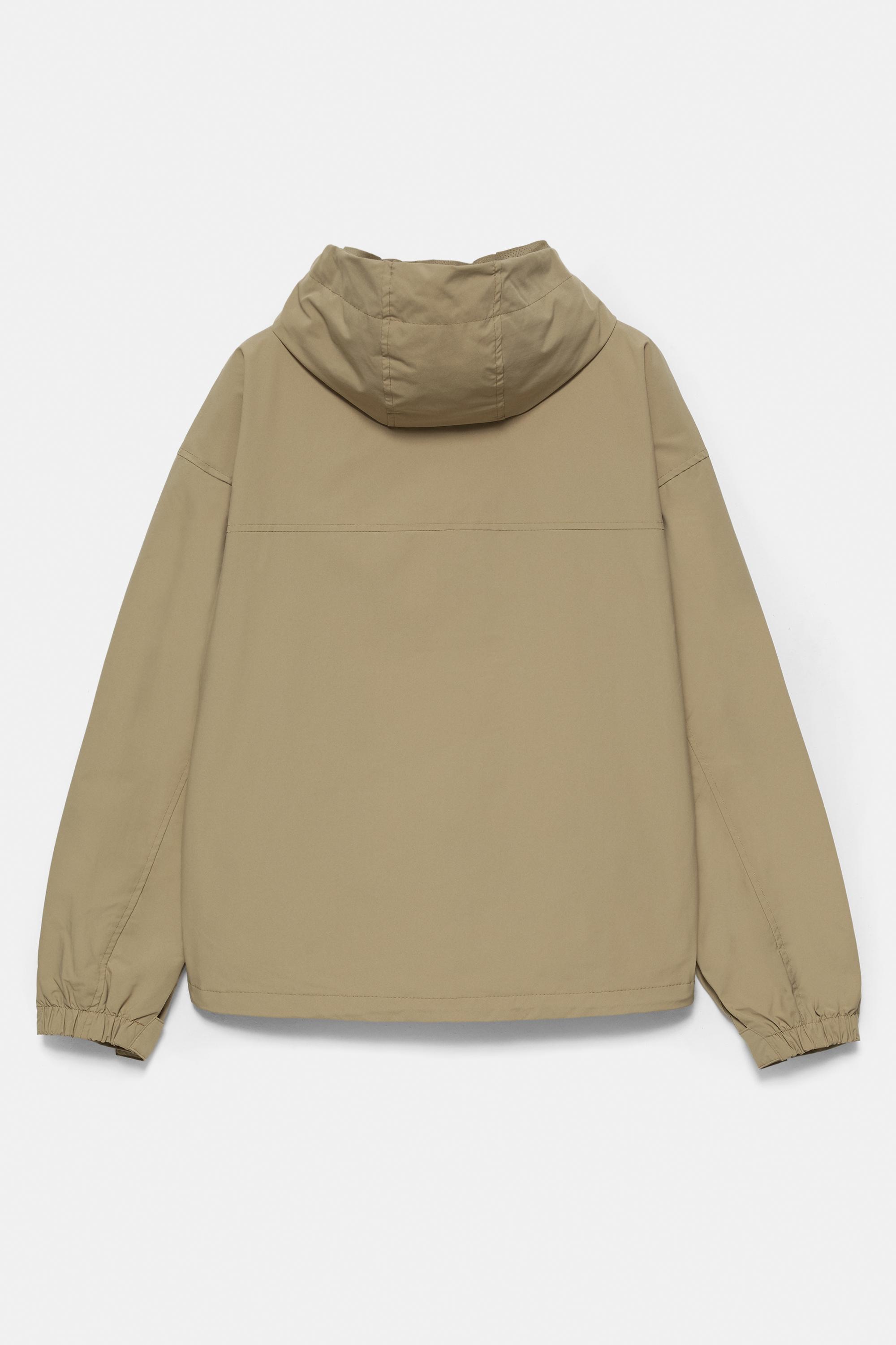 Lightweight hooded raincoat — Sand
