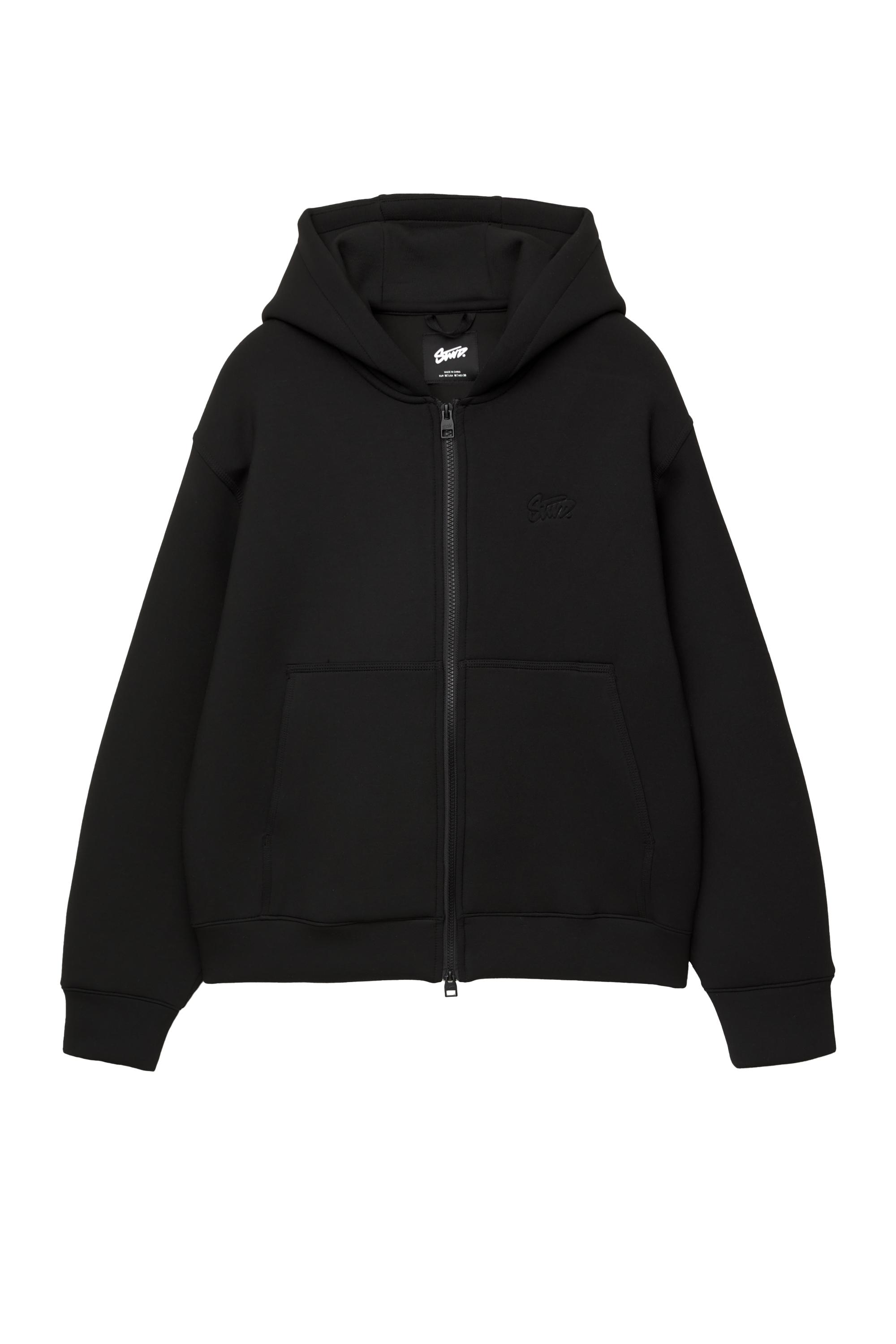 Sentetik kauçuk kumaş görünümlü kapüşonlu sweatshirt - Görsel 3