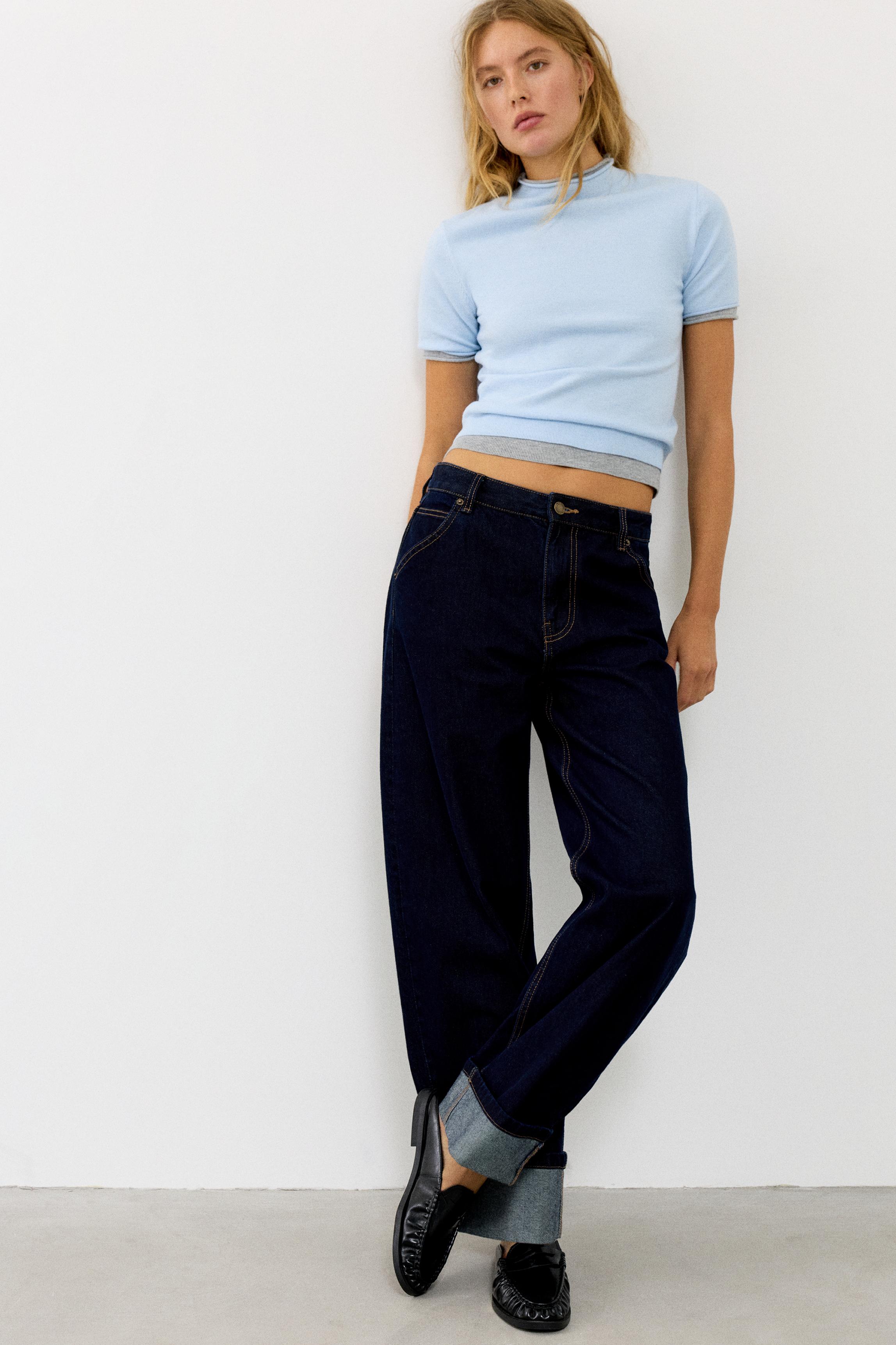 Fine knit short sleeve T-shirt — Pastel blue