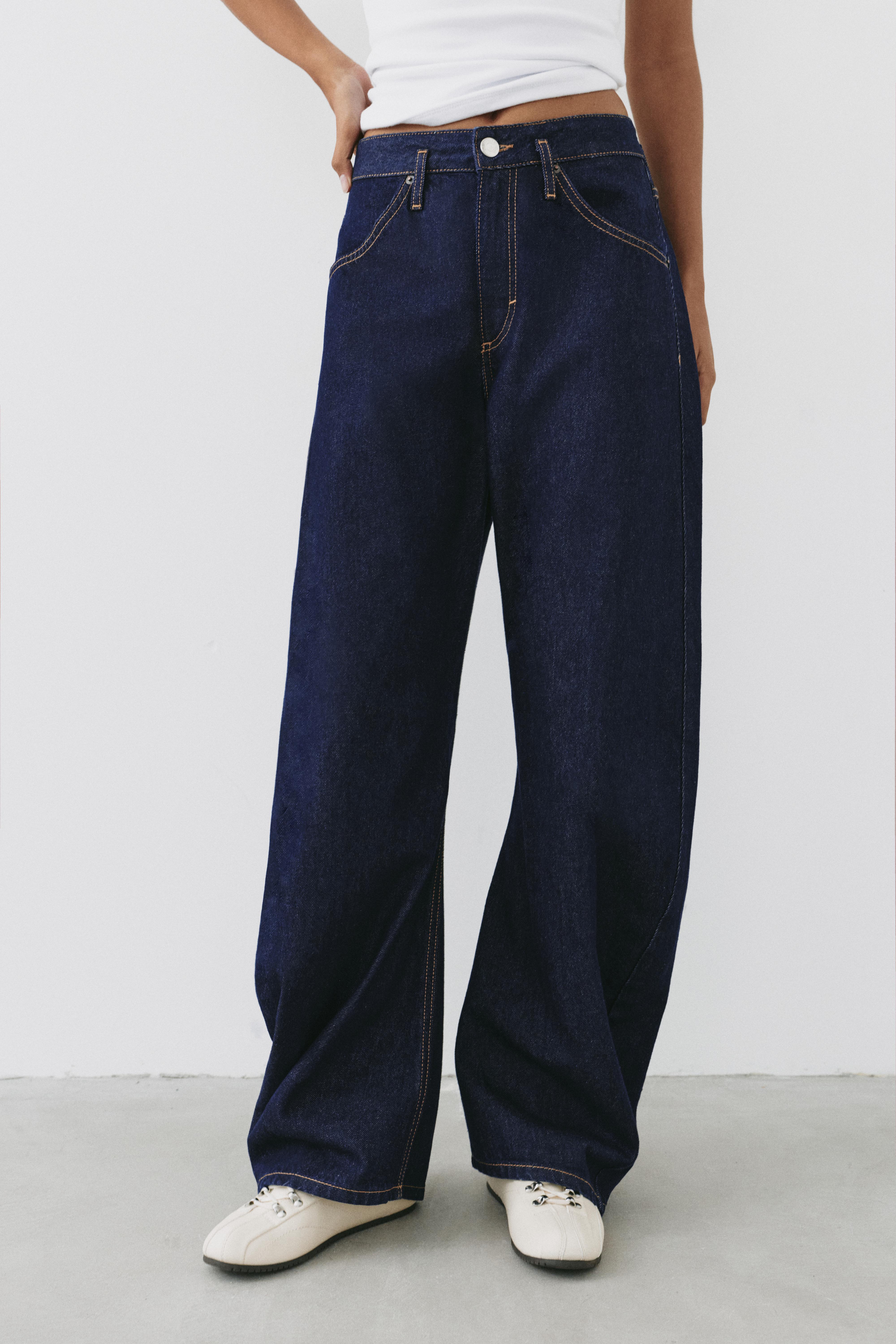 Low-rise barrel jeans — Navy