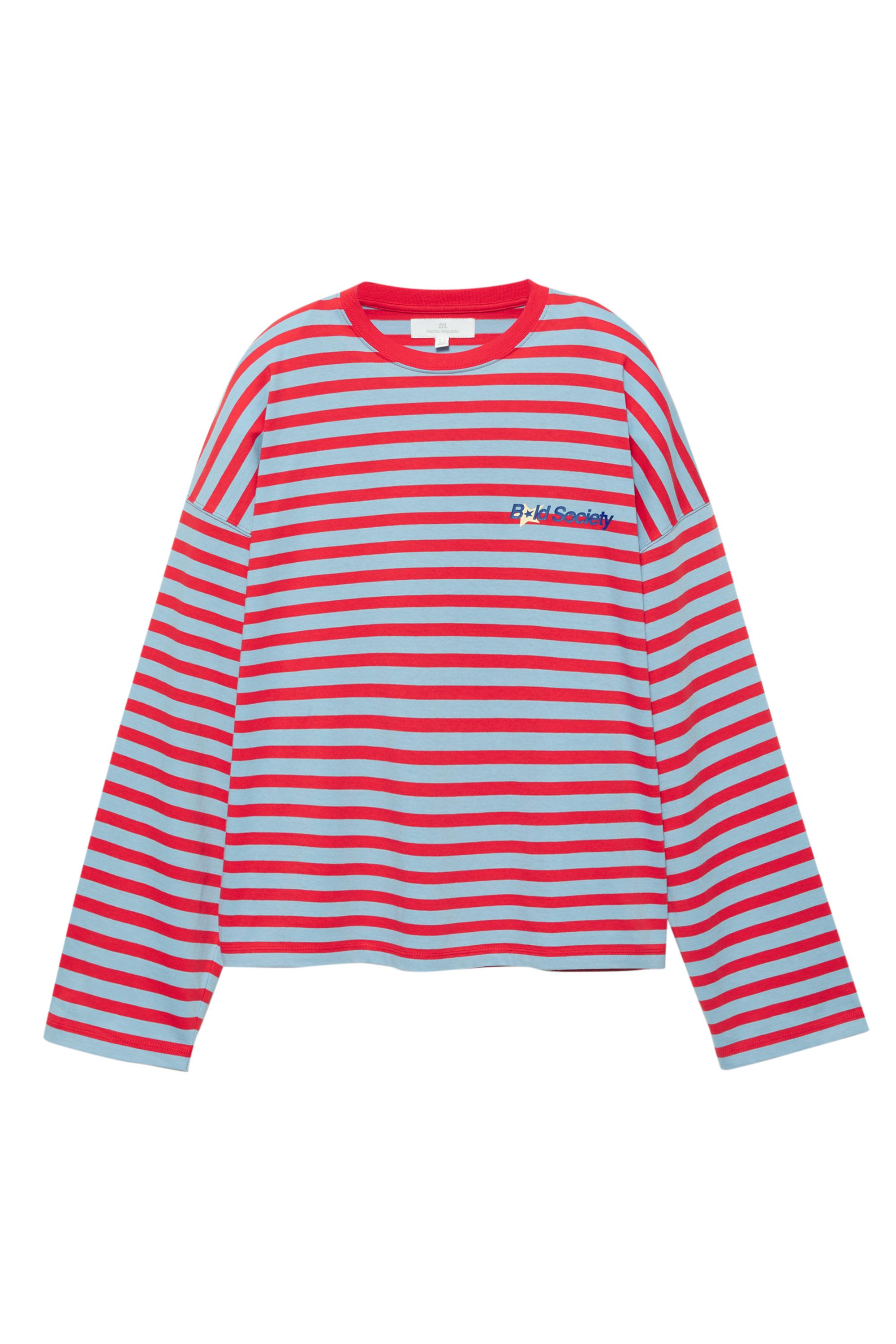 Yazı detaylı çizgili t-shirt - Görsel 5