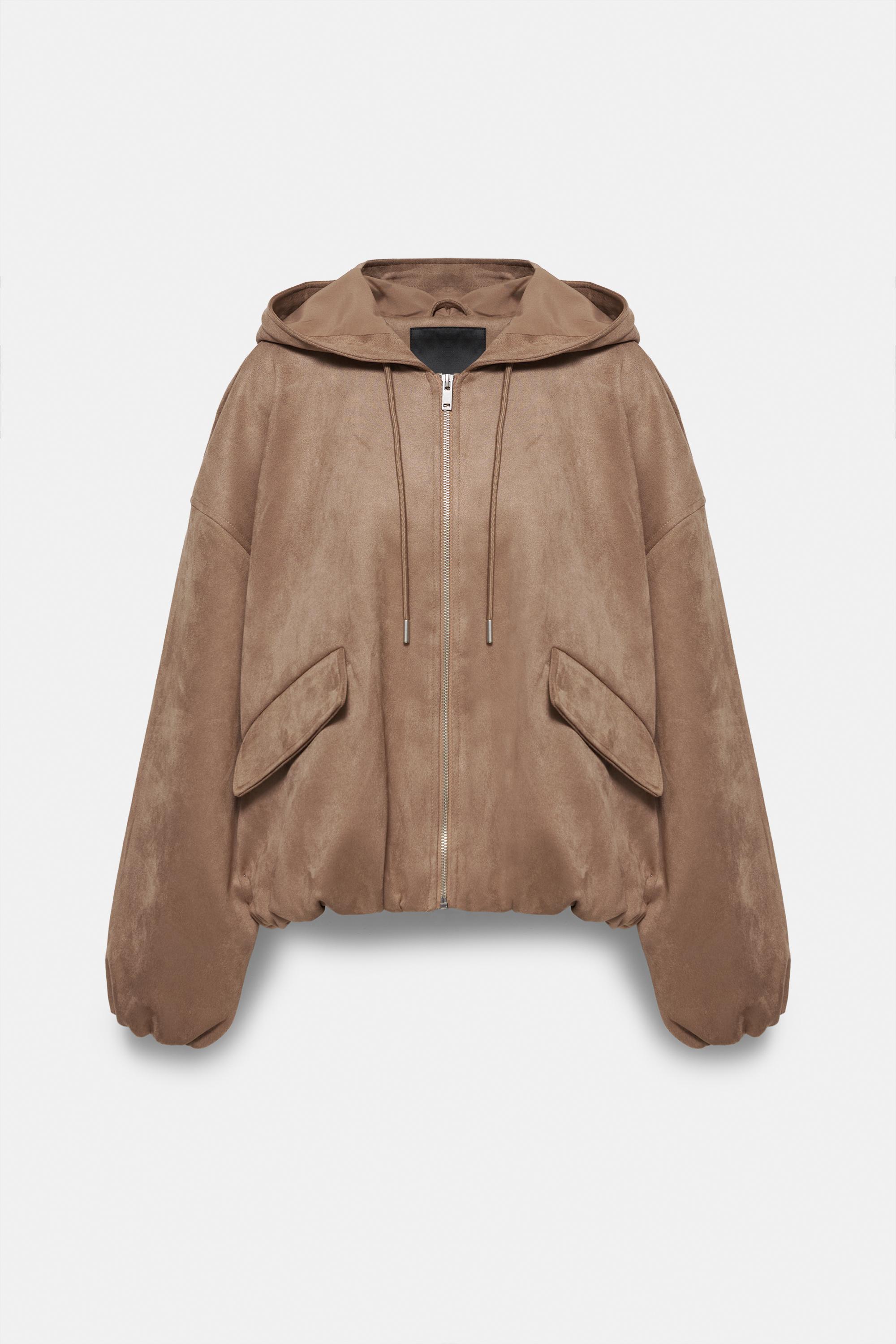 Pull&Bear Kapüşonlu suni süet bomber ceket görsel 5