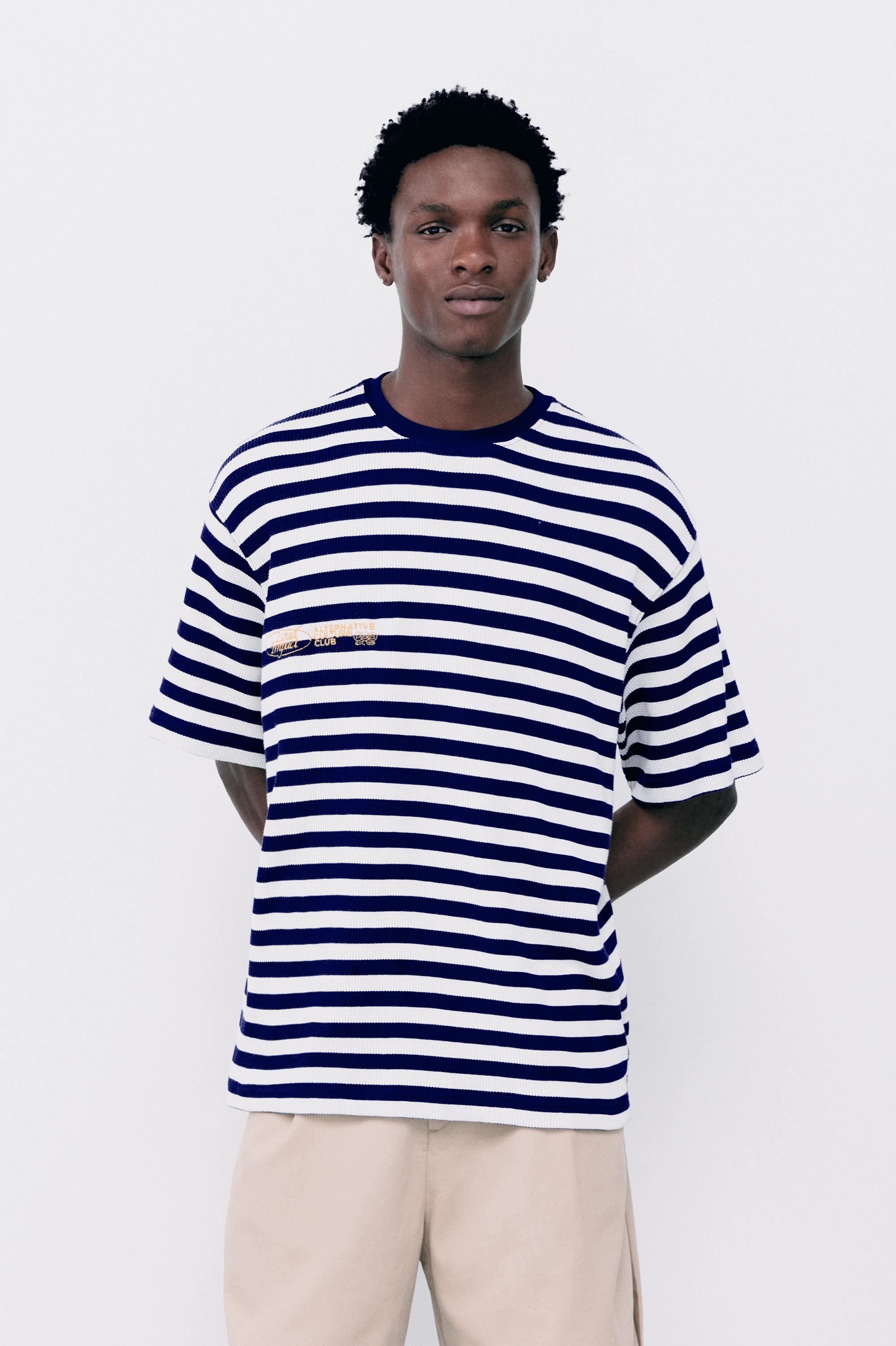 Regular fit striped T-shirt — Blue/White