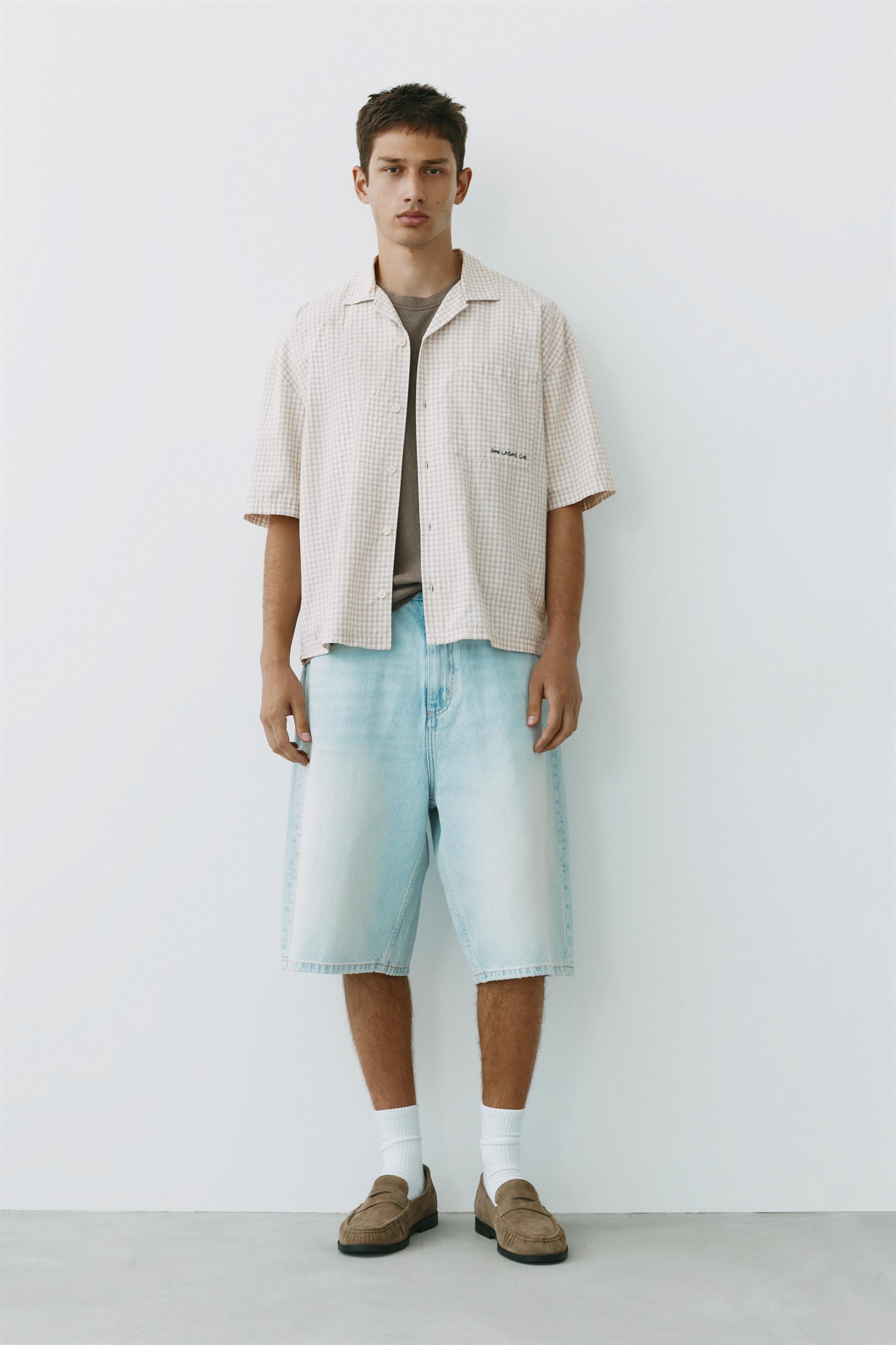Short sleeve check shirt — Grey marl