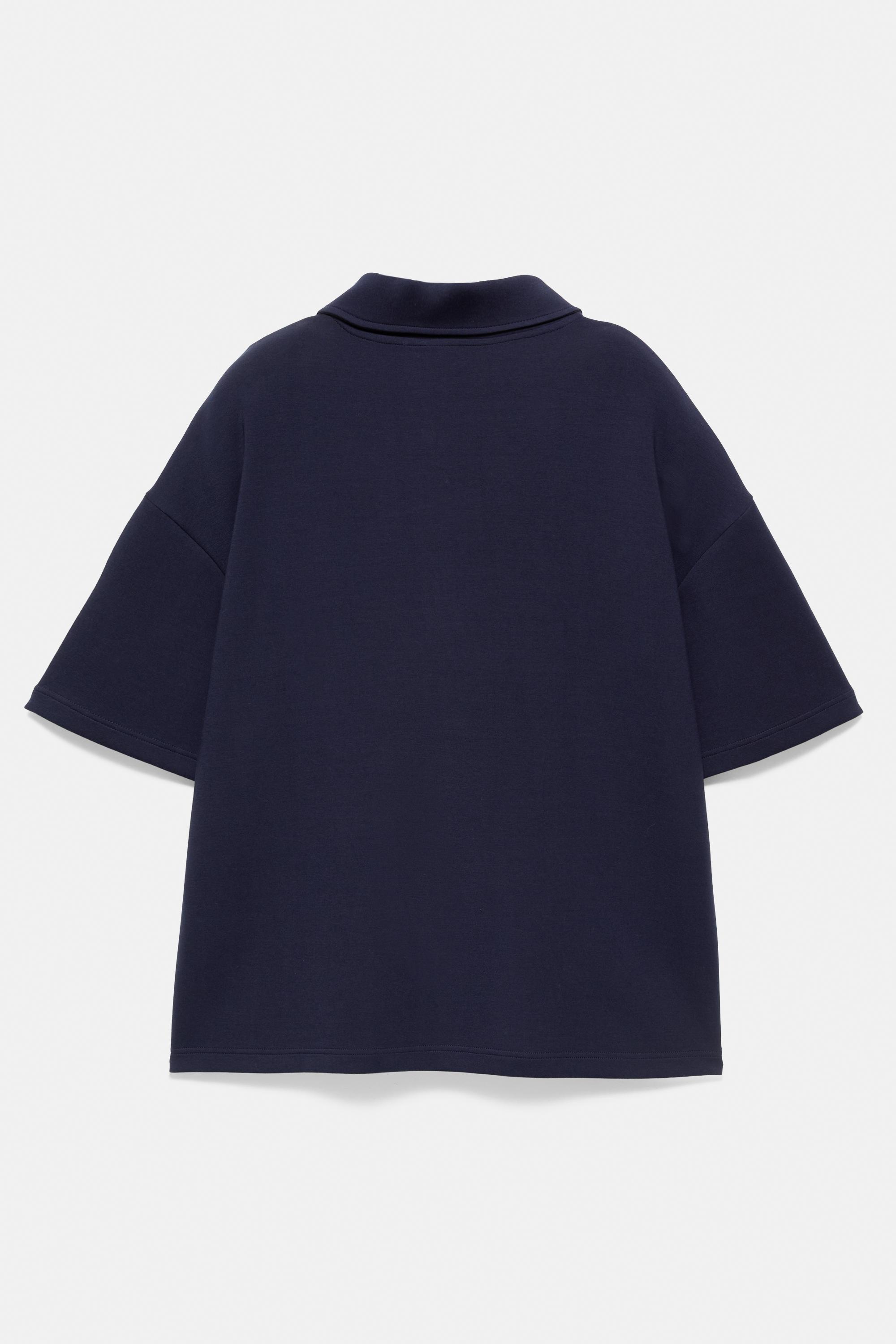 Interlock graphic polo shirt with zip — Navy