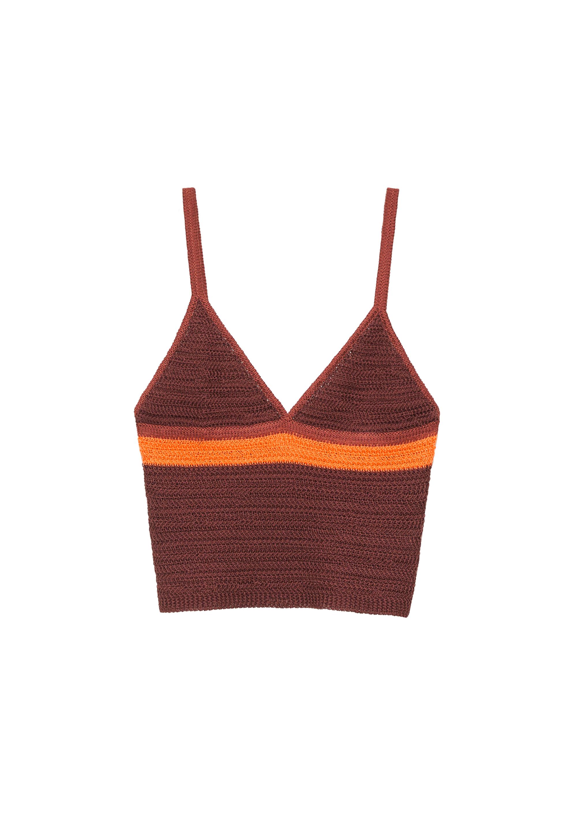 Crochet knit top — Brown