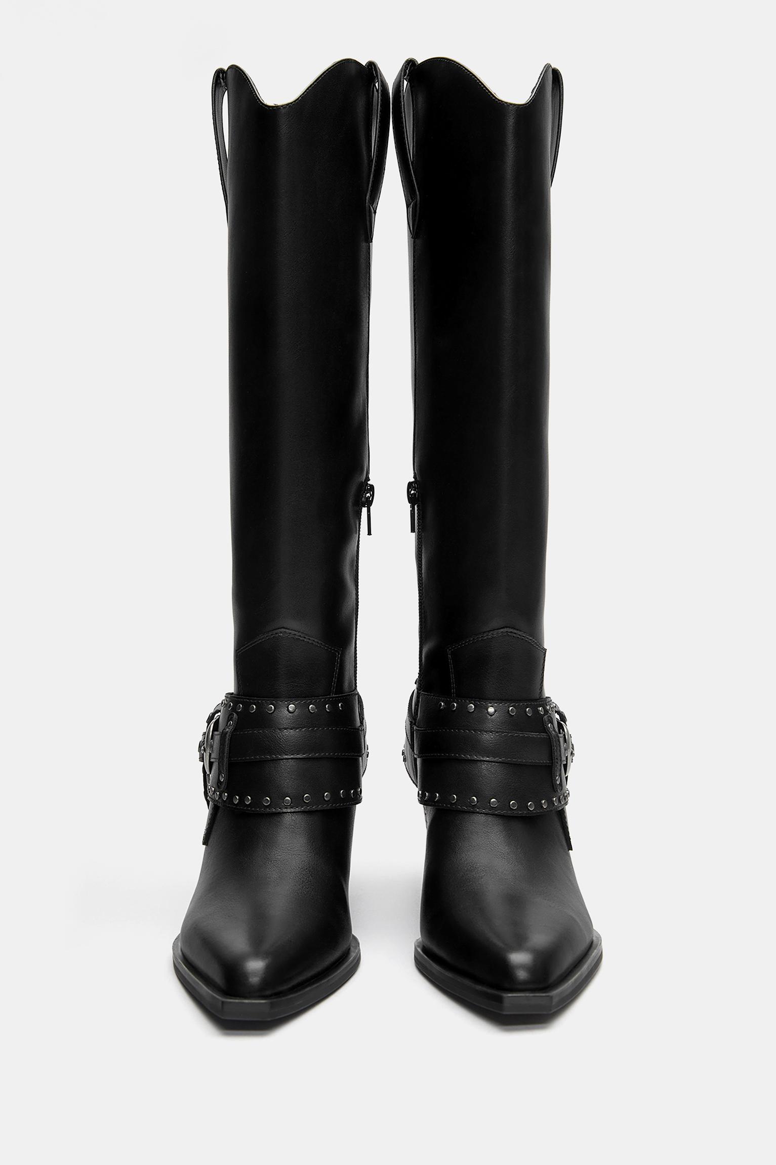Cowboy buckle boots — Black