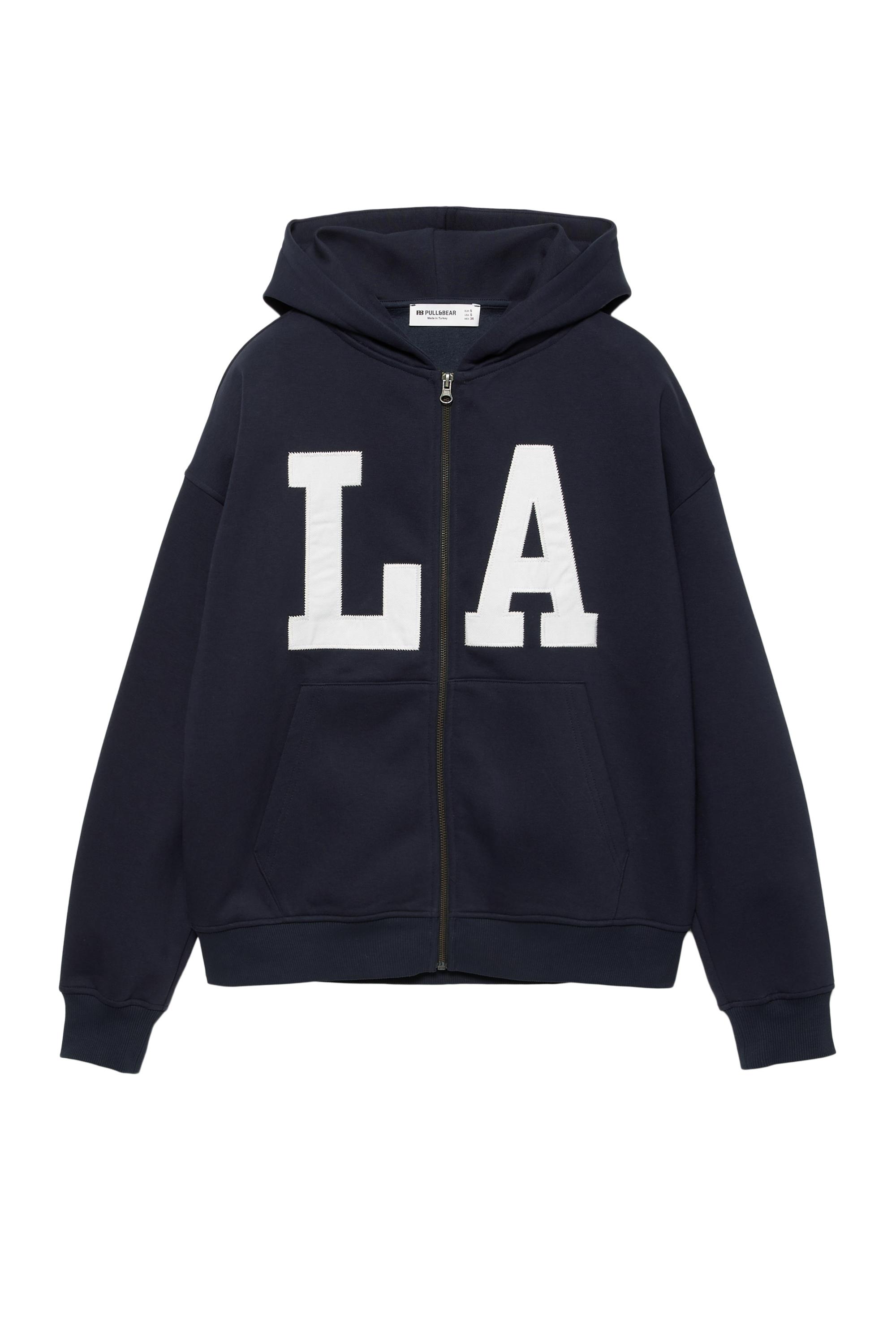 Grafik fermuarlı kapüşonlu sweatshirt - Görsel 4