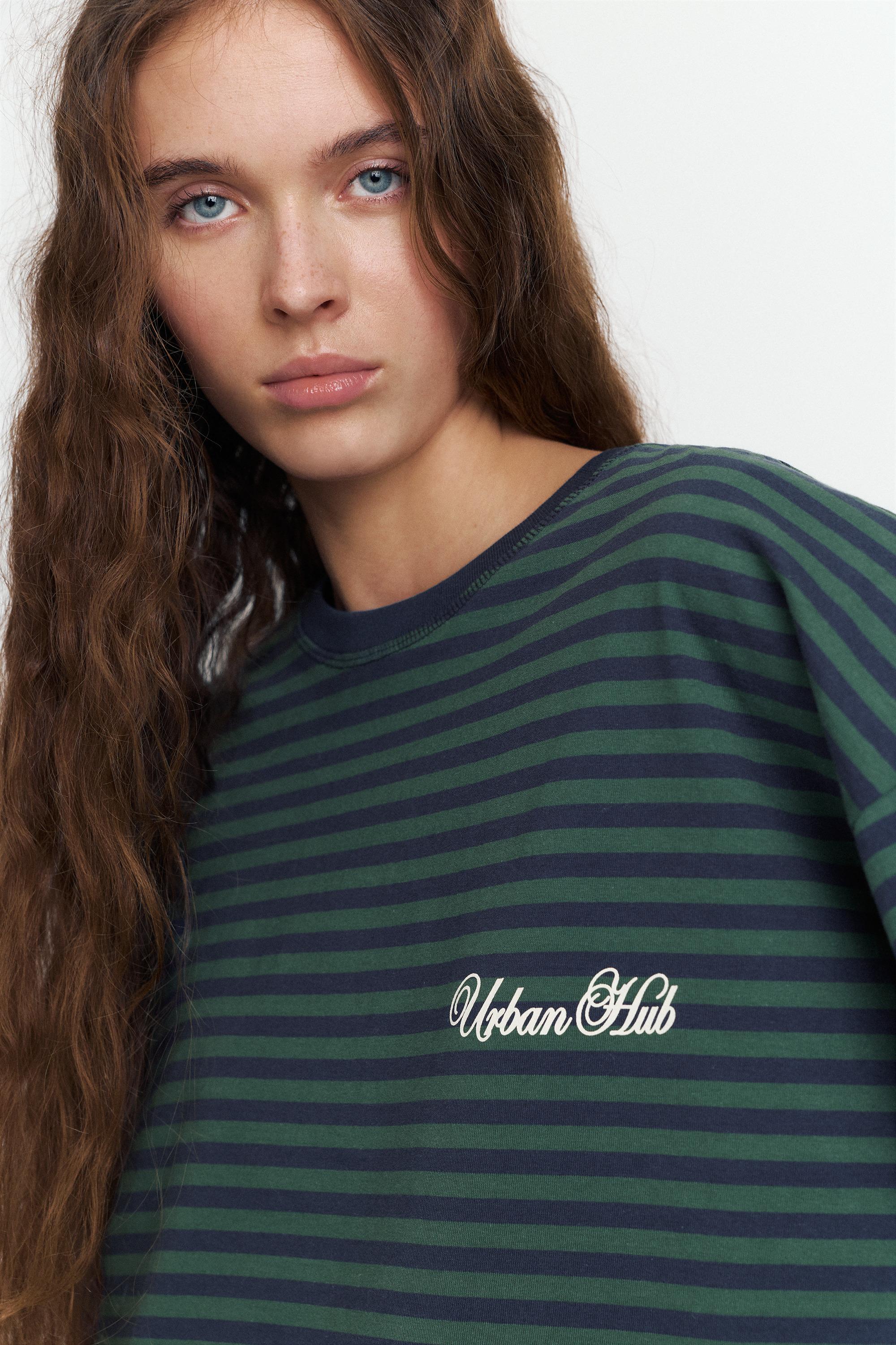 Yazılı çizgili uzun kollu t-shirt - Görsel 27