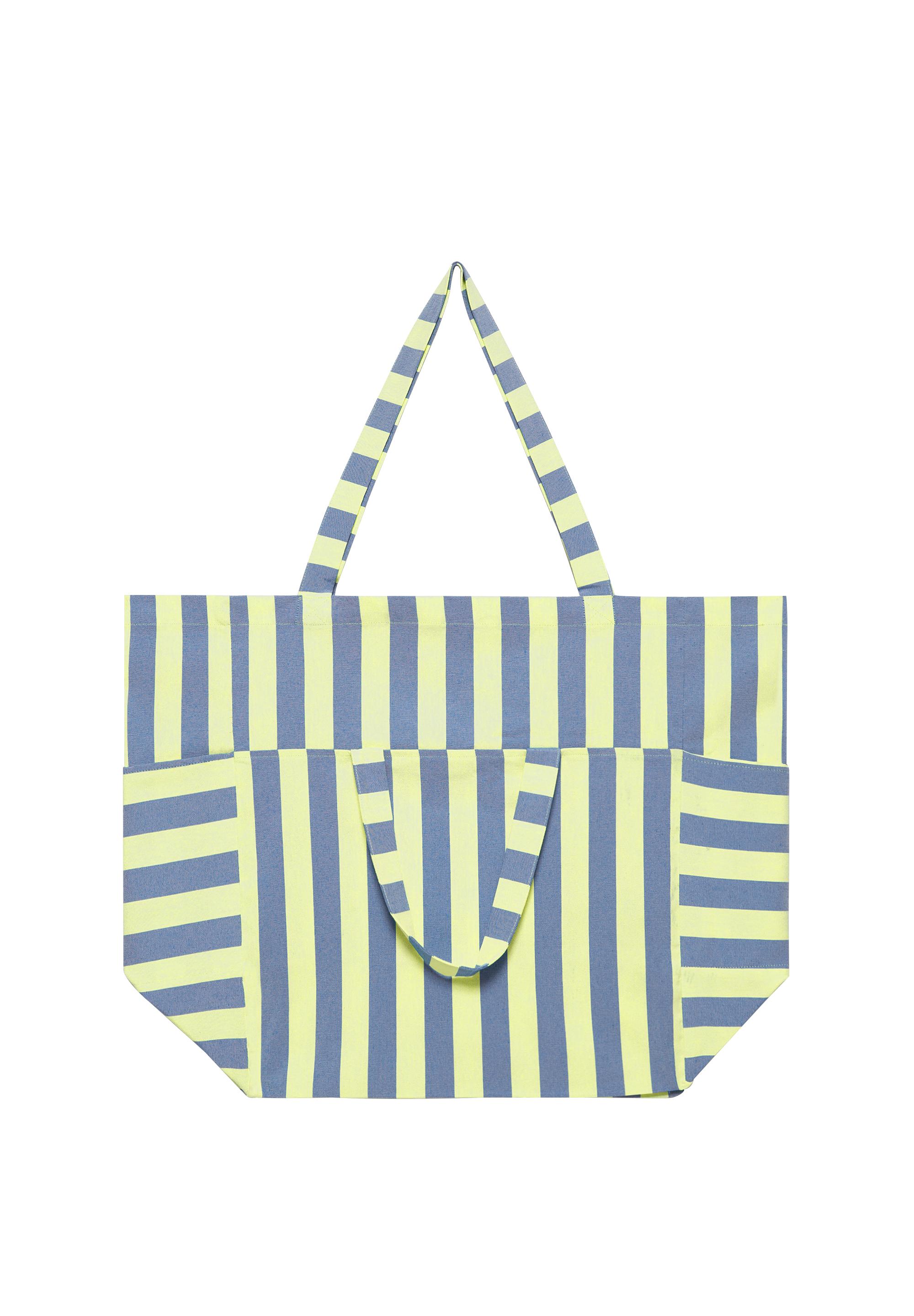 Large striped tote bag — Green