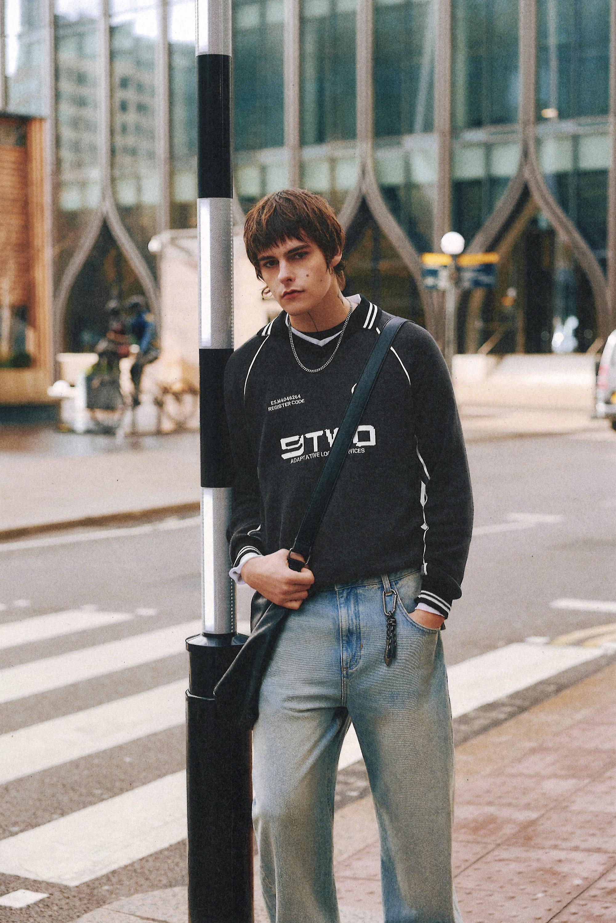 Long sleeve STWD polo shirt — Anthracite grey