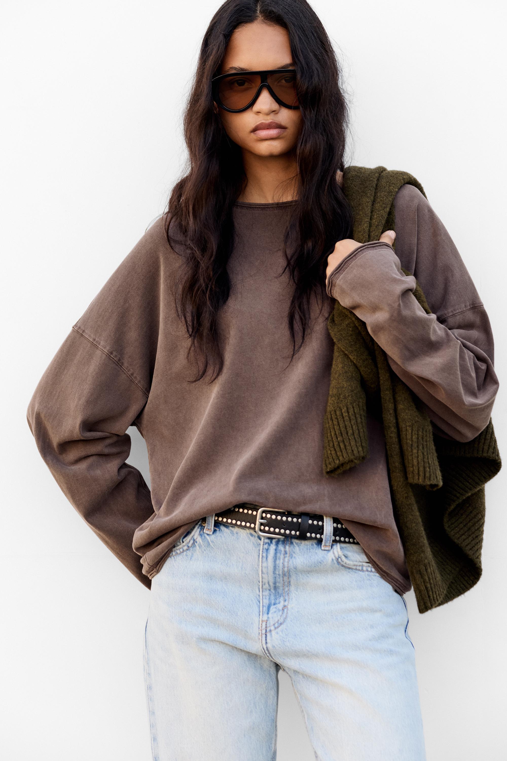 Uzun kollu oversize t-shirt - Görsel 42