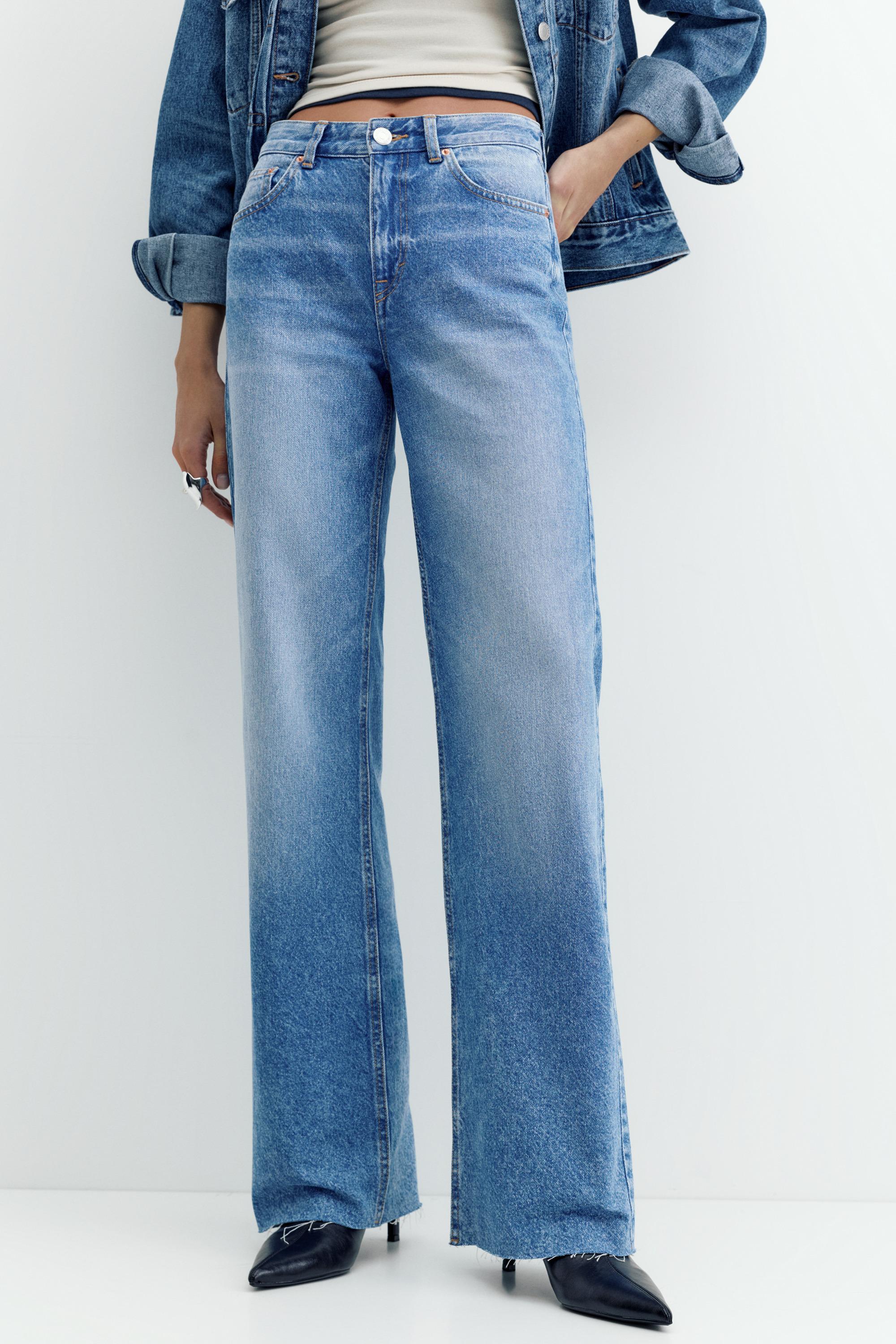 High-waist wide straight-leg jeans — Indigo