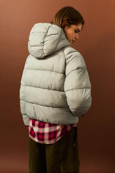 Hooded puffer jacket — Pale khaki 2