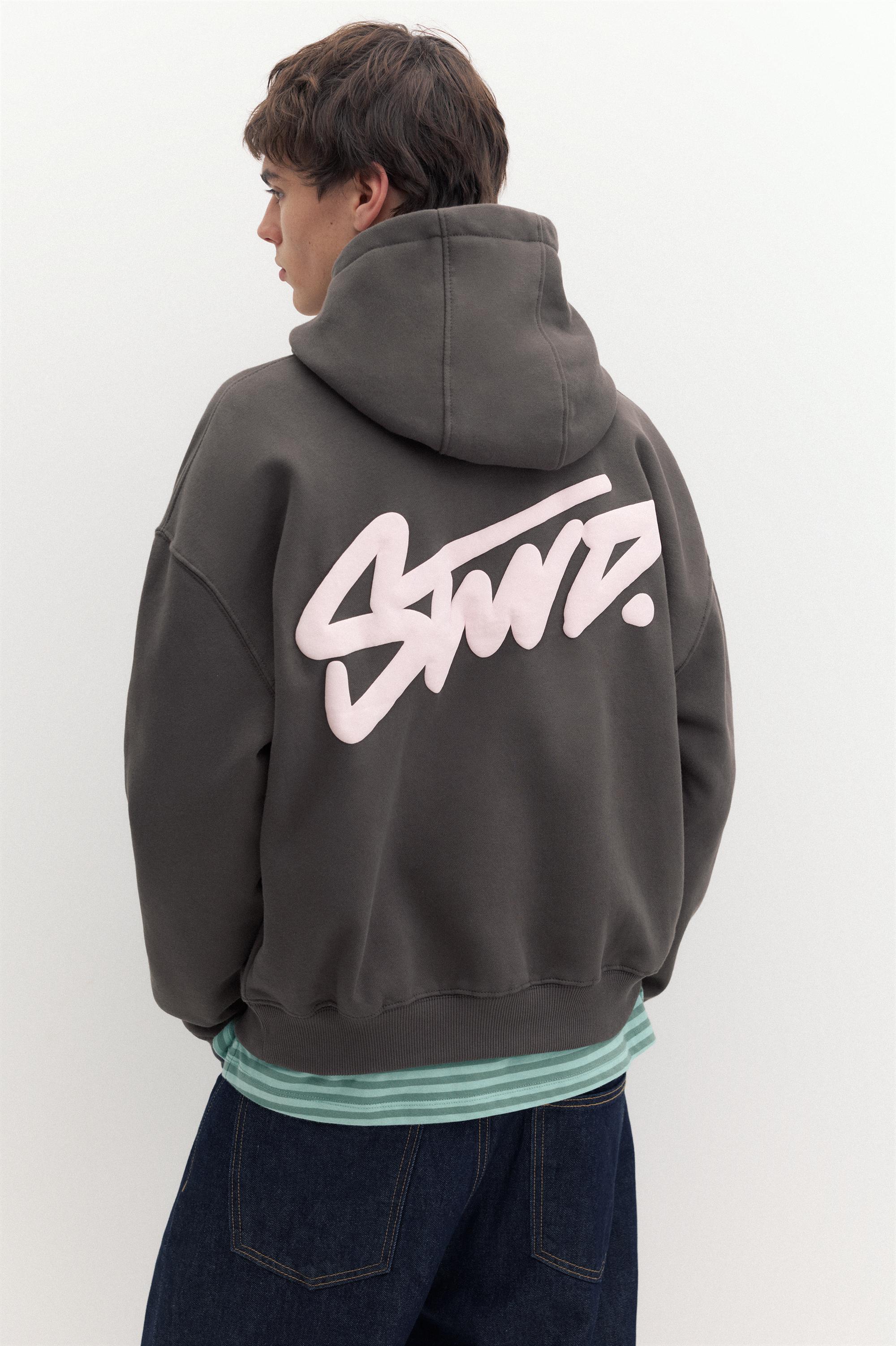 STWD logo boxy hoodie — Anthracite grey