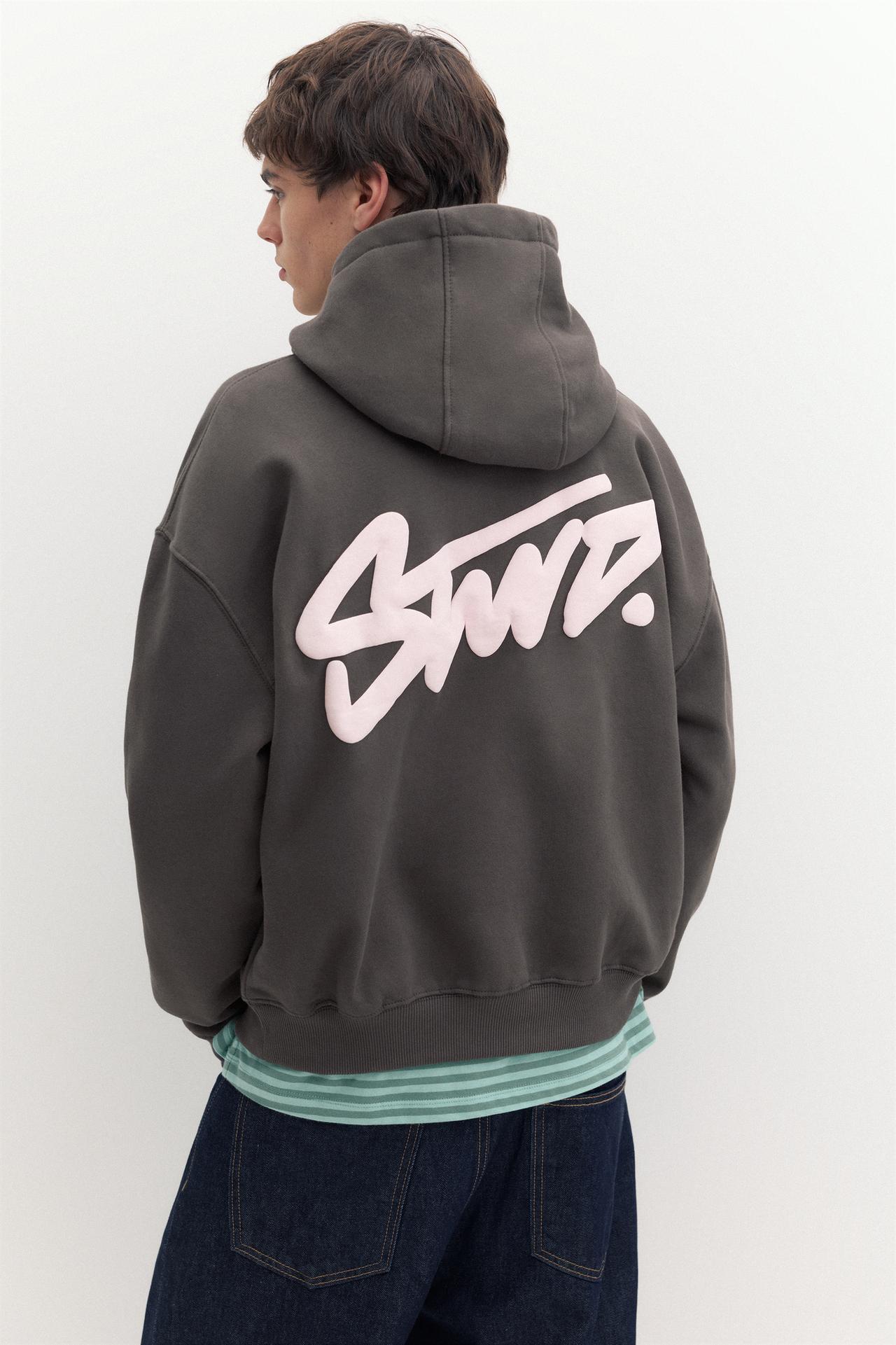 STWD logo boxy hoodie — Anthracite grey