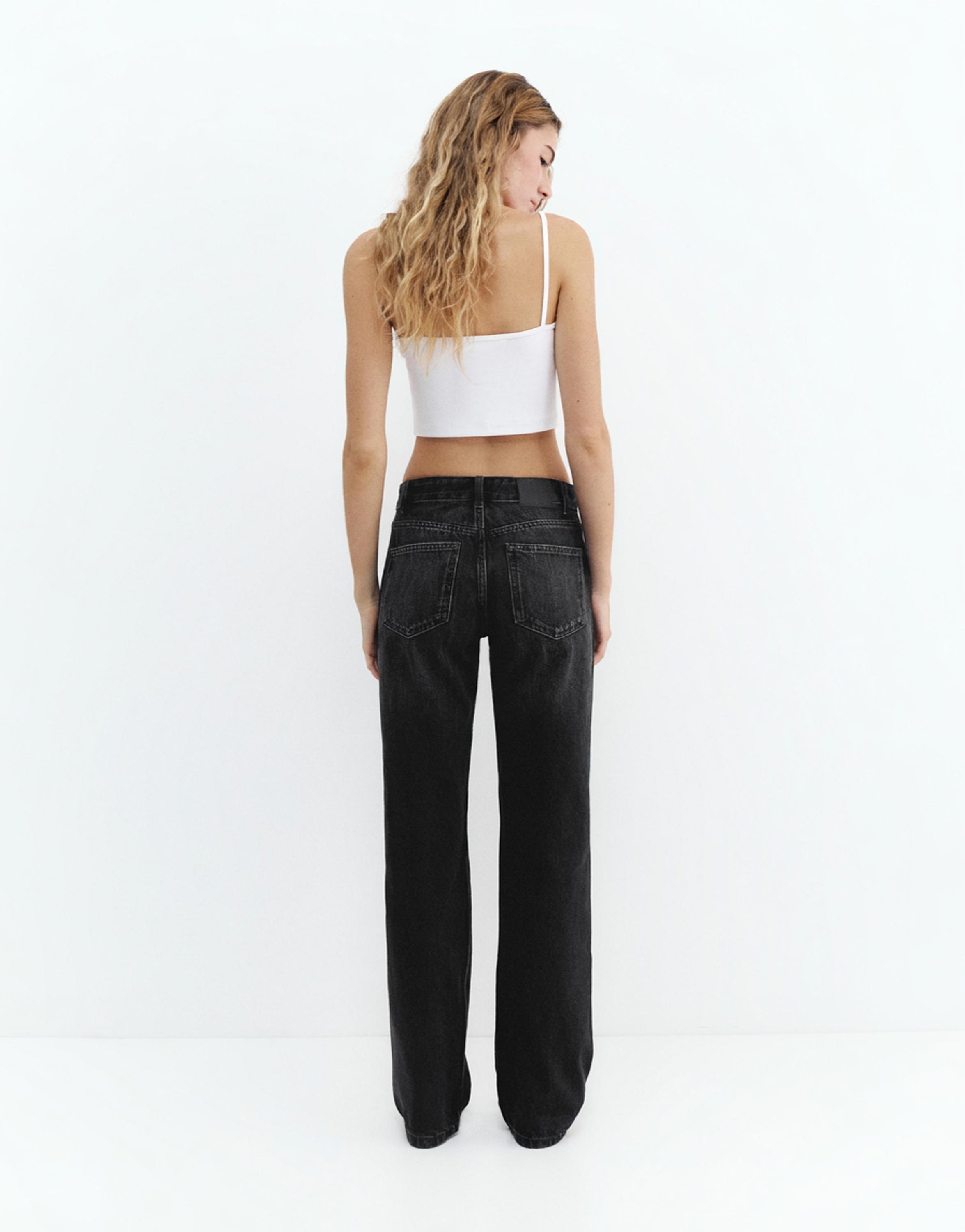 Mid-waist straight-leg jeans — Charcoal