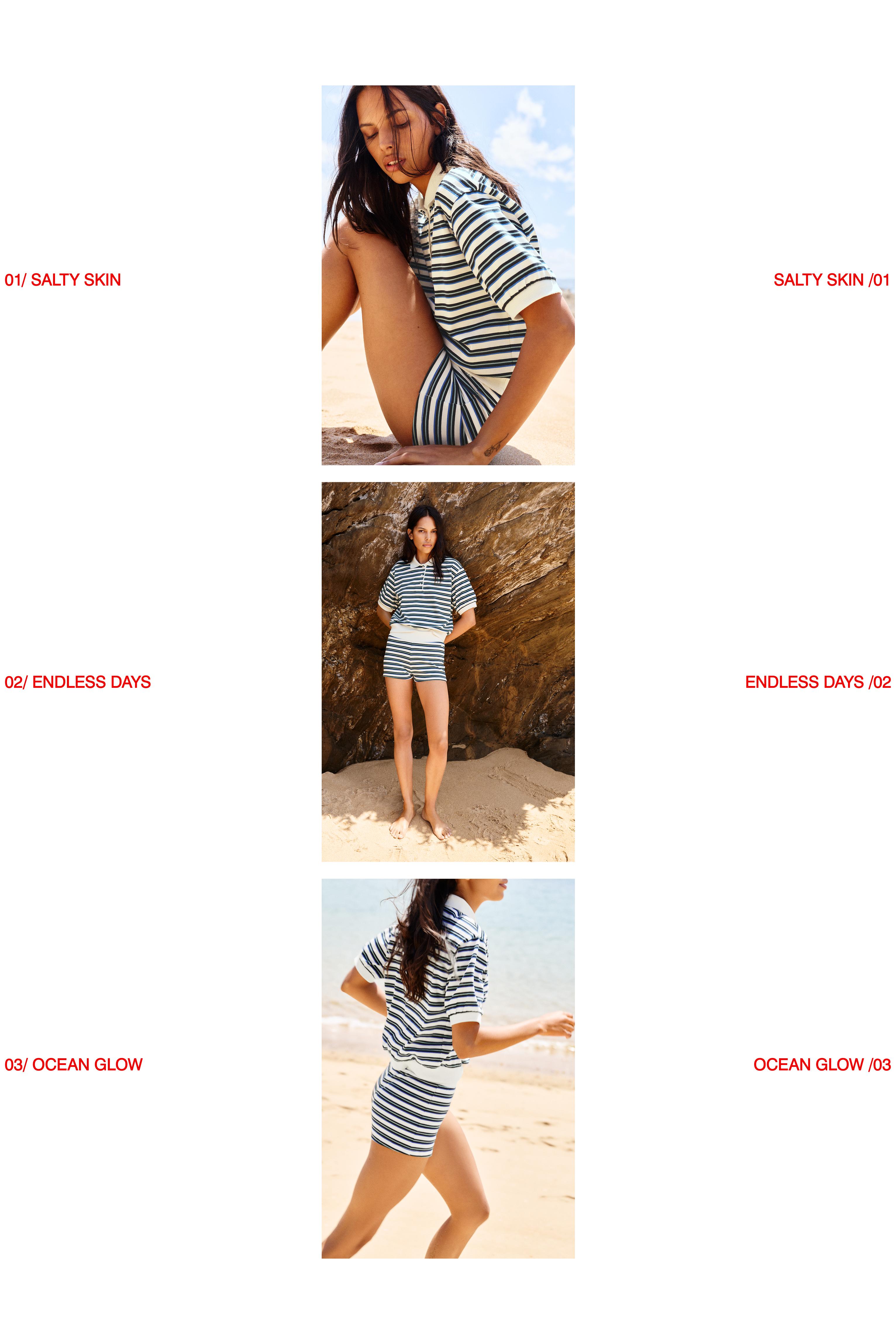 Striped shorts — Ecru