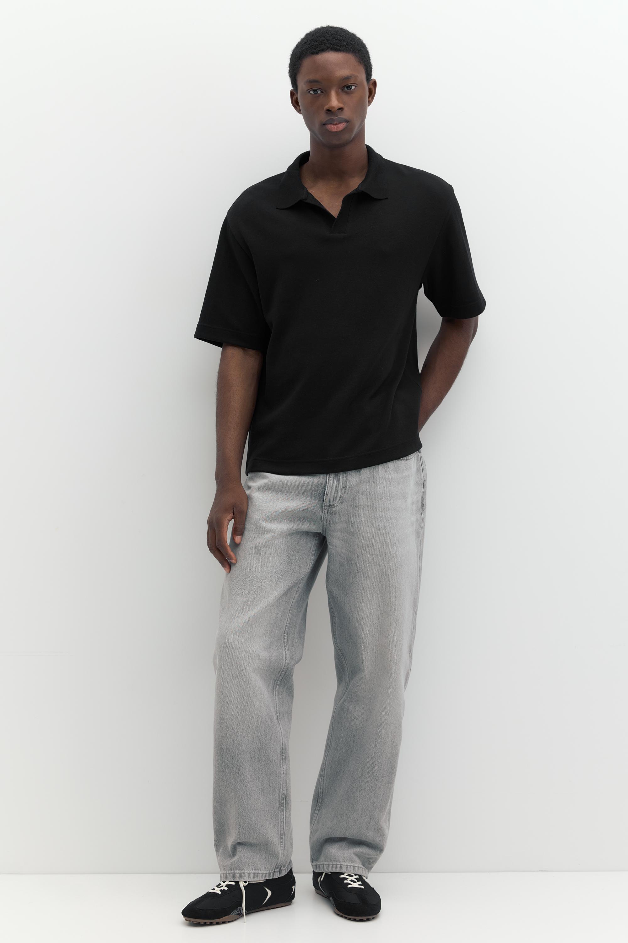Short sleeve interlock polo shirt — Black