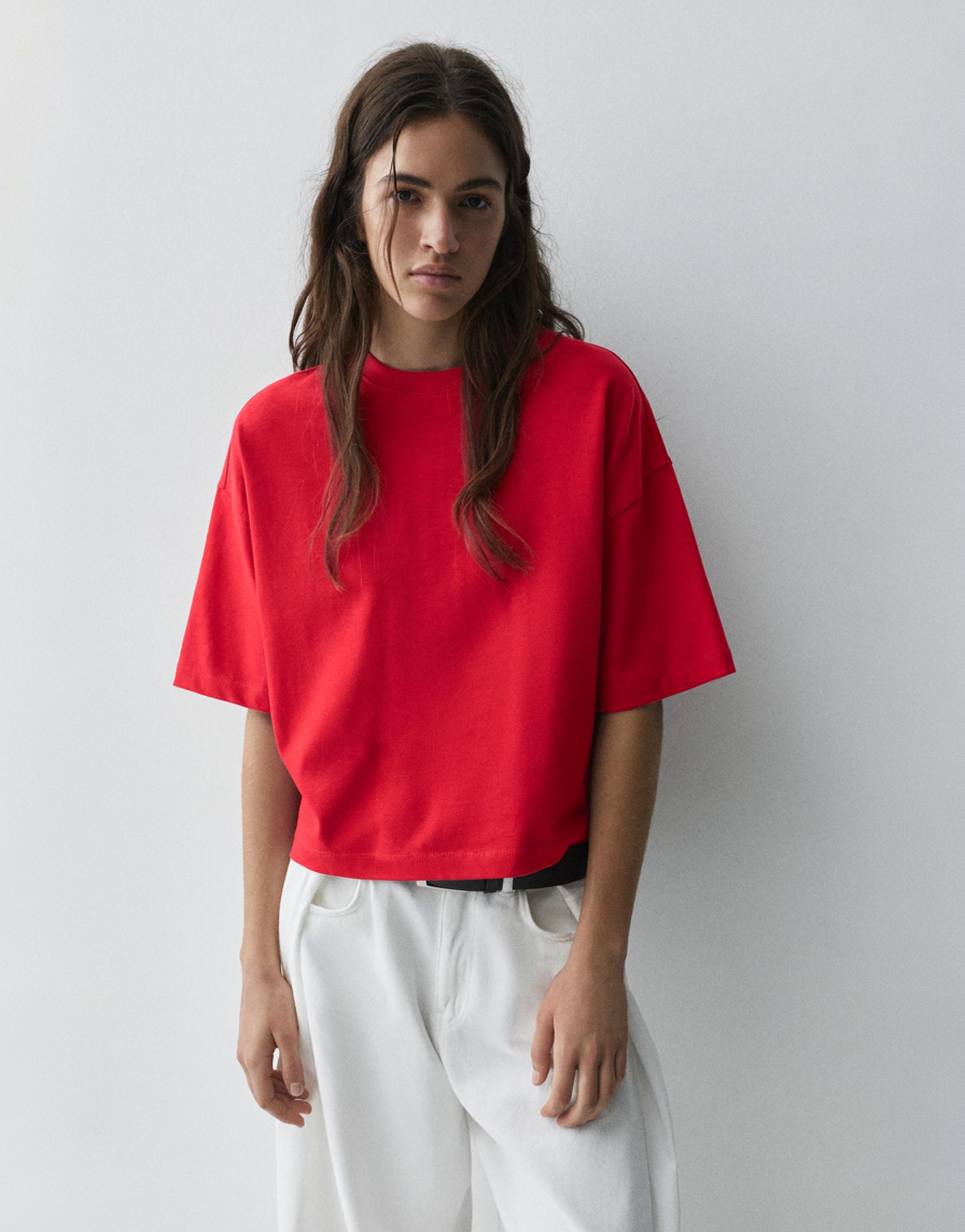 Boxy fit short sleeve T-shirt — Red