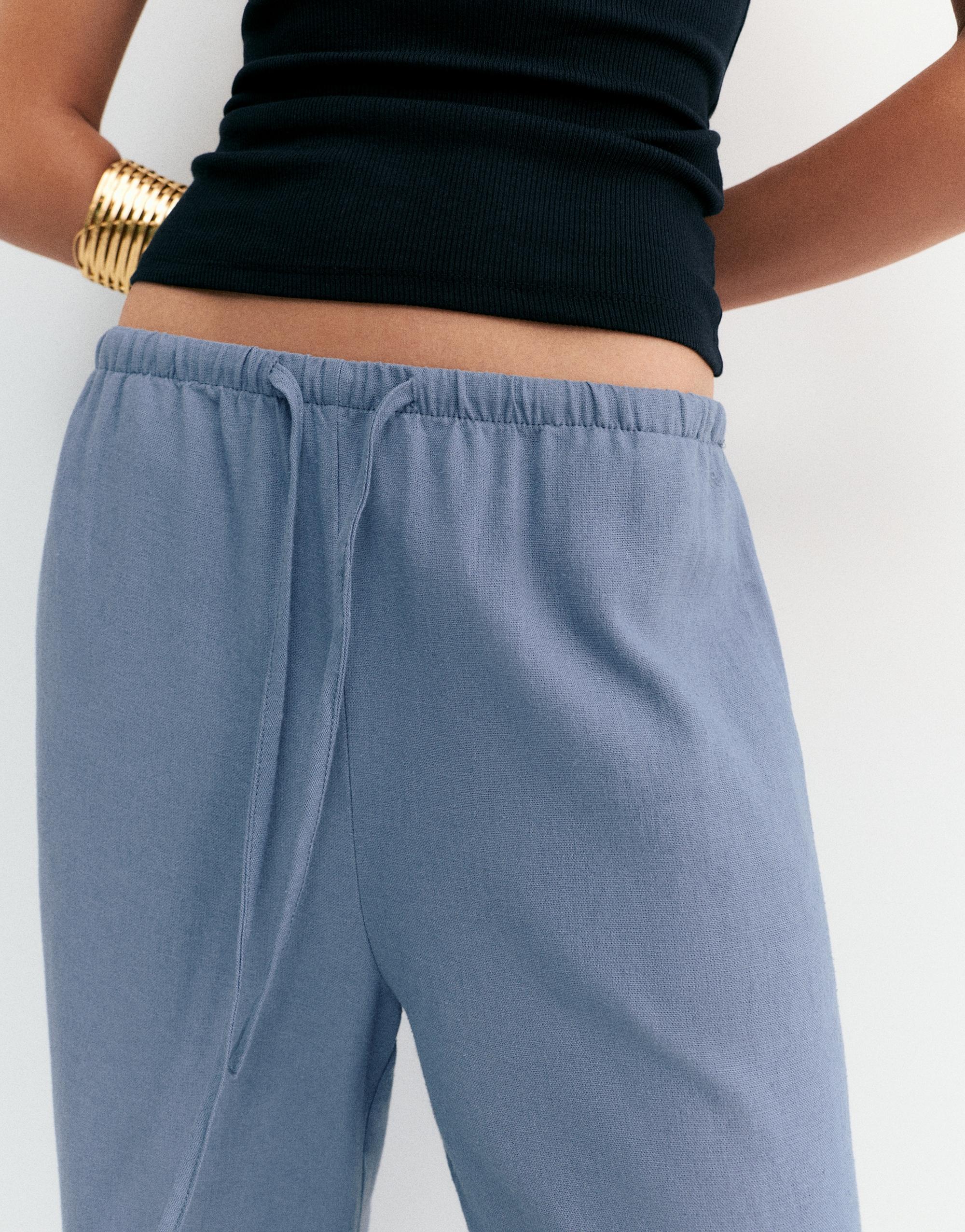 Linen blend joggers — Blue