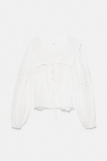 White lace trim blouse — White 5