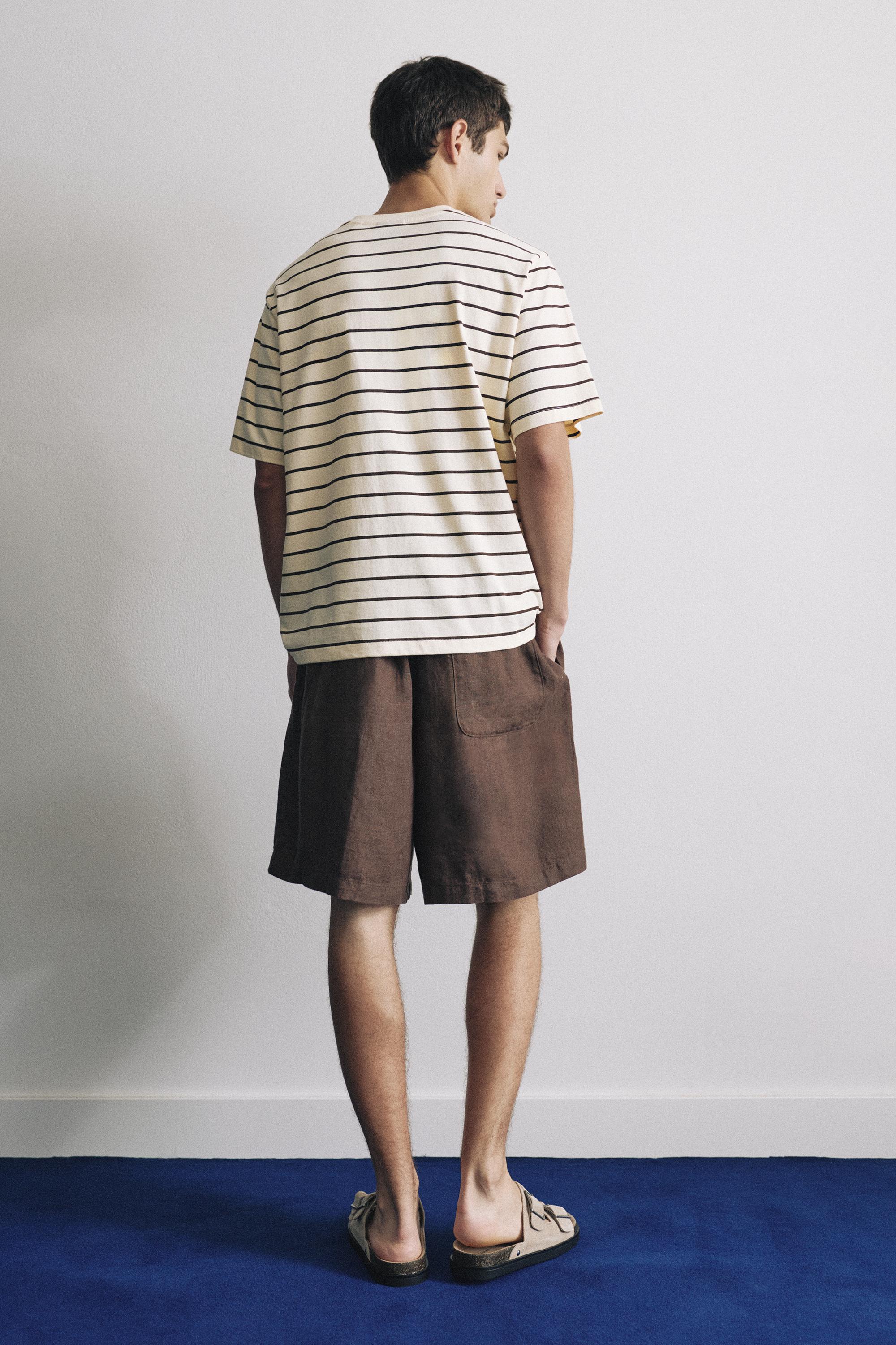 Striped slogan T-shirt — Yellow